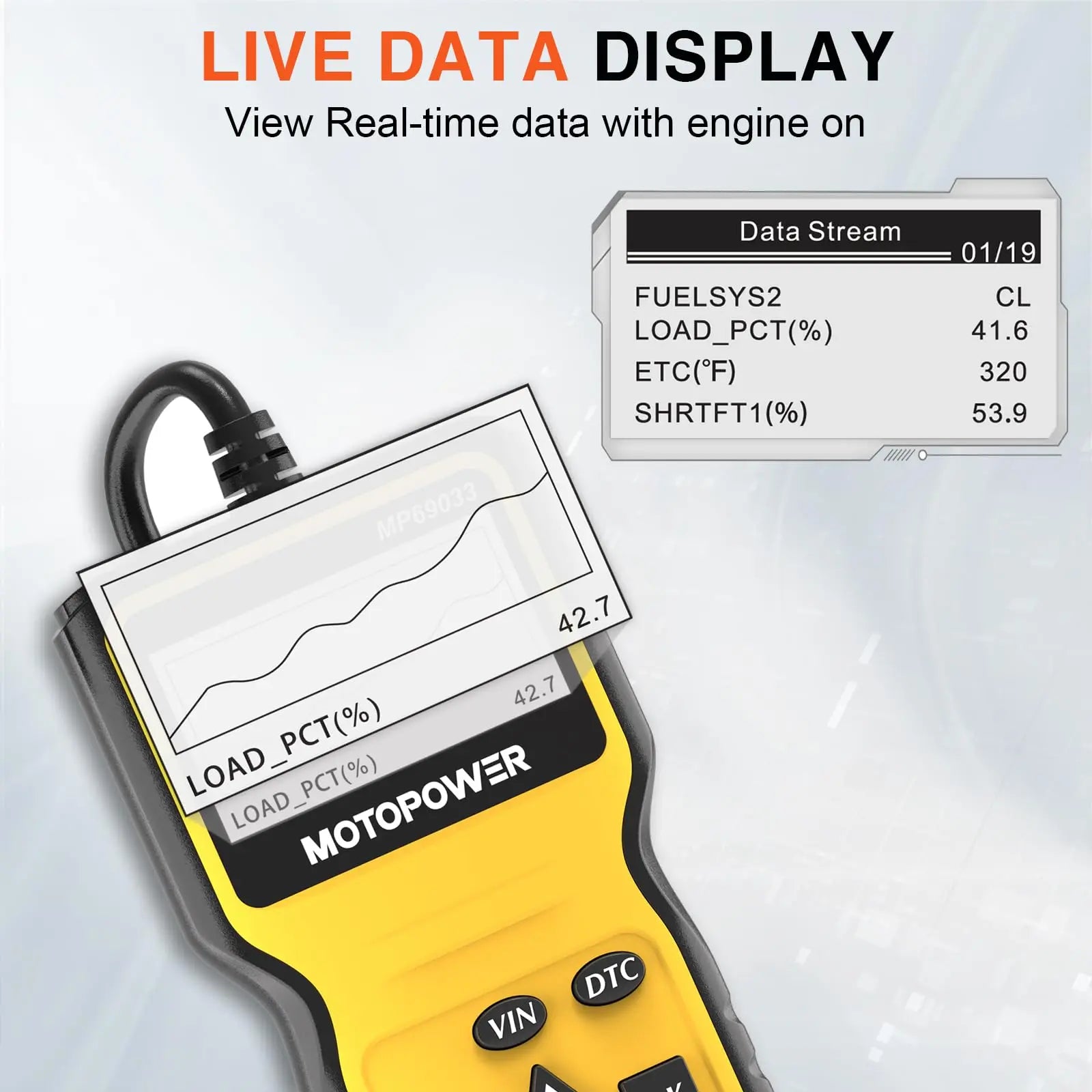 MOTOPOWER MP69033 Car OBD2 Scanner Code Reader Engine Fault Scanner CAN Diagnostic Scan Tool for All OBD II Protocol Cars Since 1996, Yellow