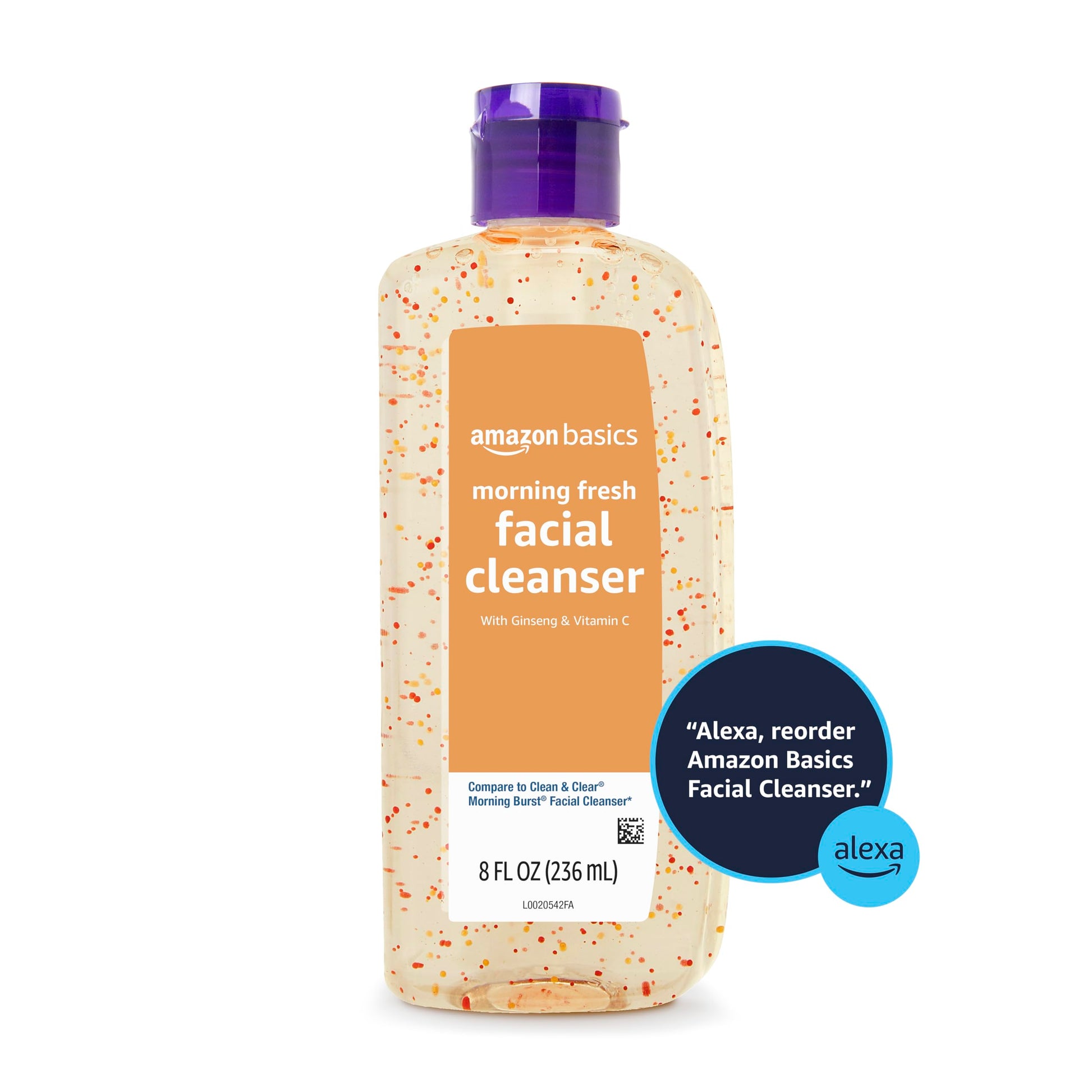 Amazon Brand - Solimo Morning Fresh Facial Cleanser with Ginseng and Vitamin C, 8 fl oz