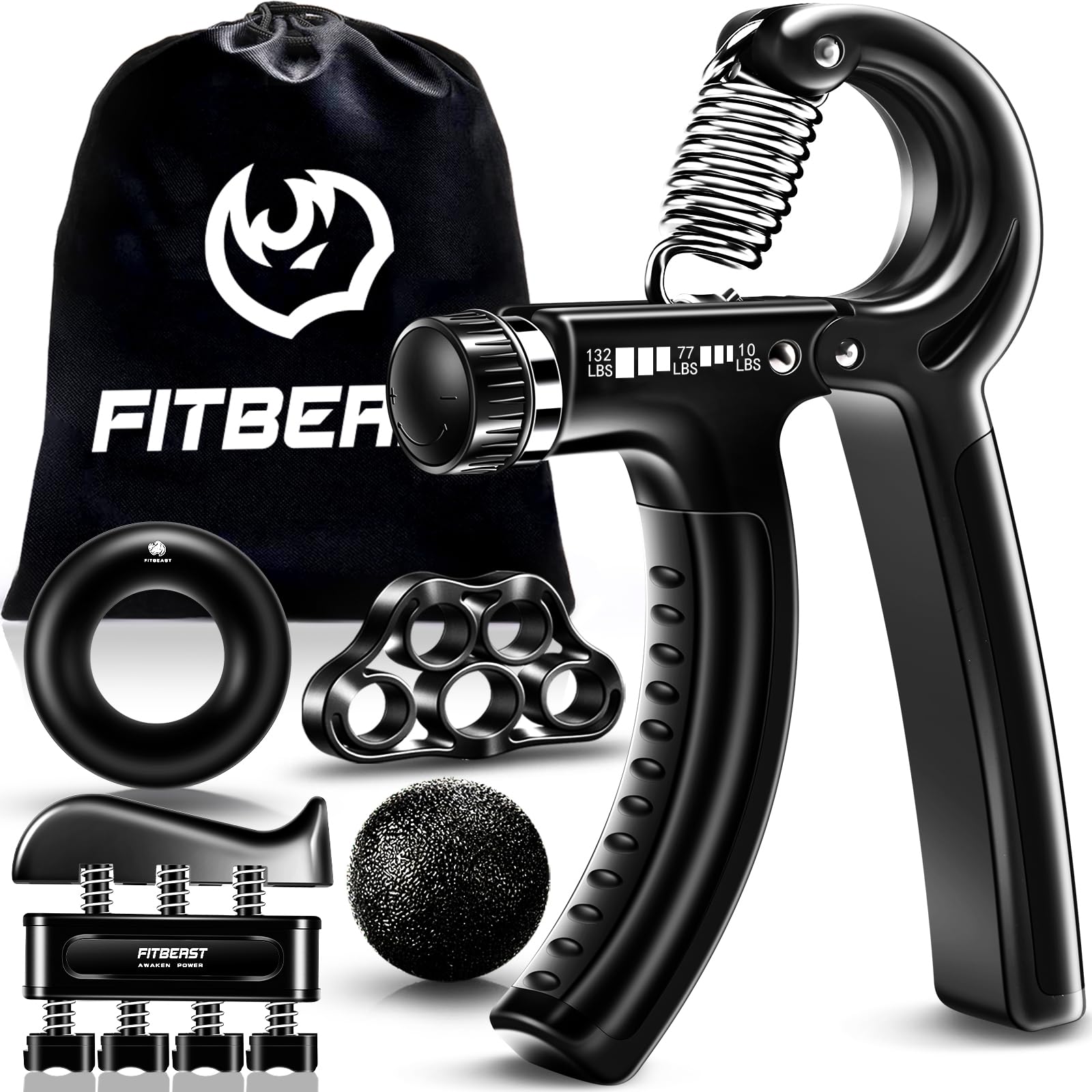 FitBeast Griffkraft-Trainer Unterarm-Trainer Handgriff-Stärkungsset - 5er-Pack Verstellbarer Widerstand