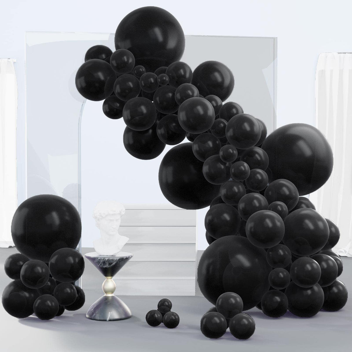 PartyWoo Schwarze Ballons 140 Stück in verschiedenen Größen Packung mit 18 12 10 5 Zoll Mattschwarze Latexballon-Bogen-Kit Girlande für Abschlussfeier Halloween Neujahr Jubiläum Geburtstagsfeier Dekorationen Schwarz-Y18