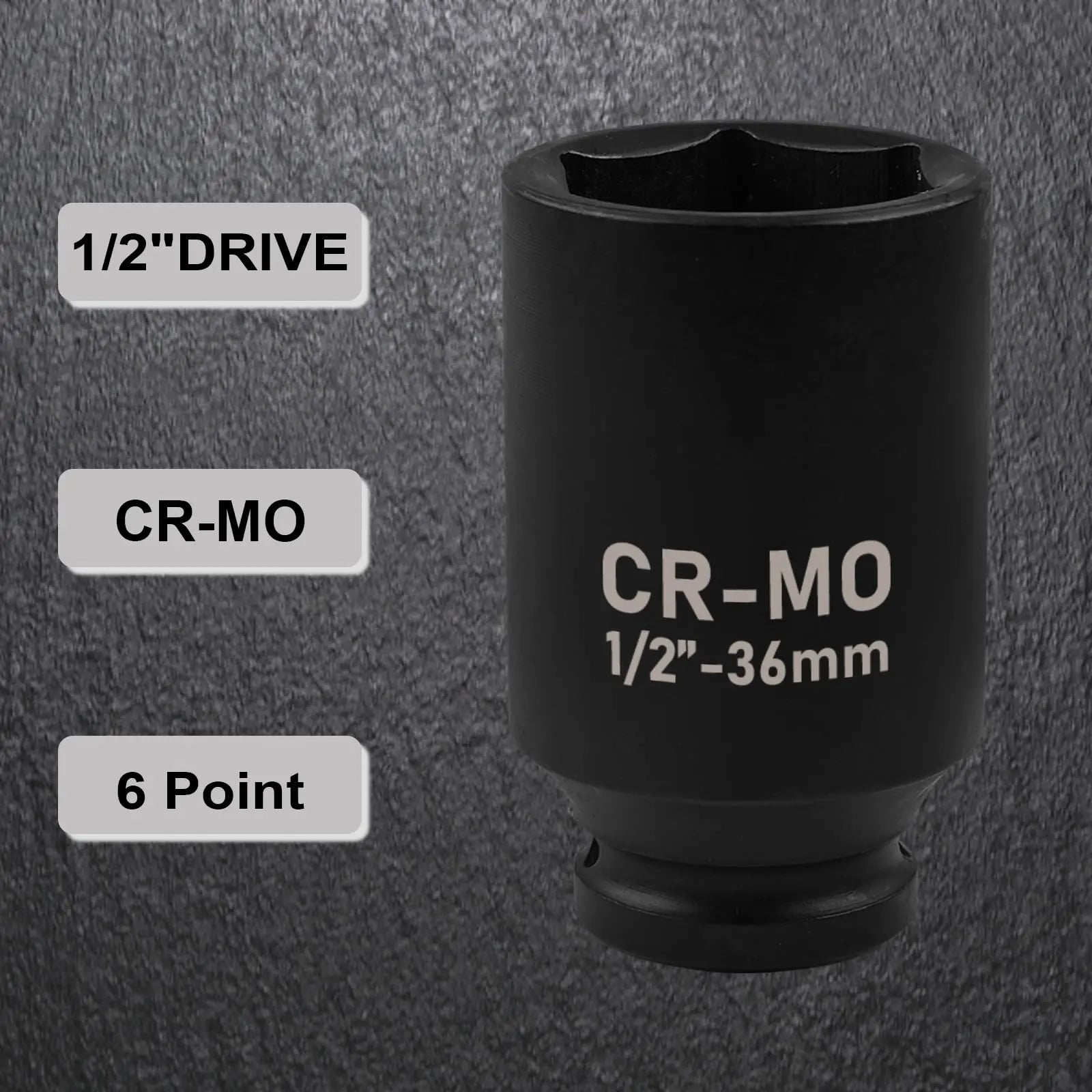 EGOFIX 1/2" Drive Deep Impact Socket, 36mm Metric Socket, CR-MO 6 Point for Easy Removal of Axle Nut