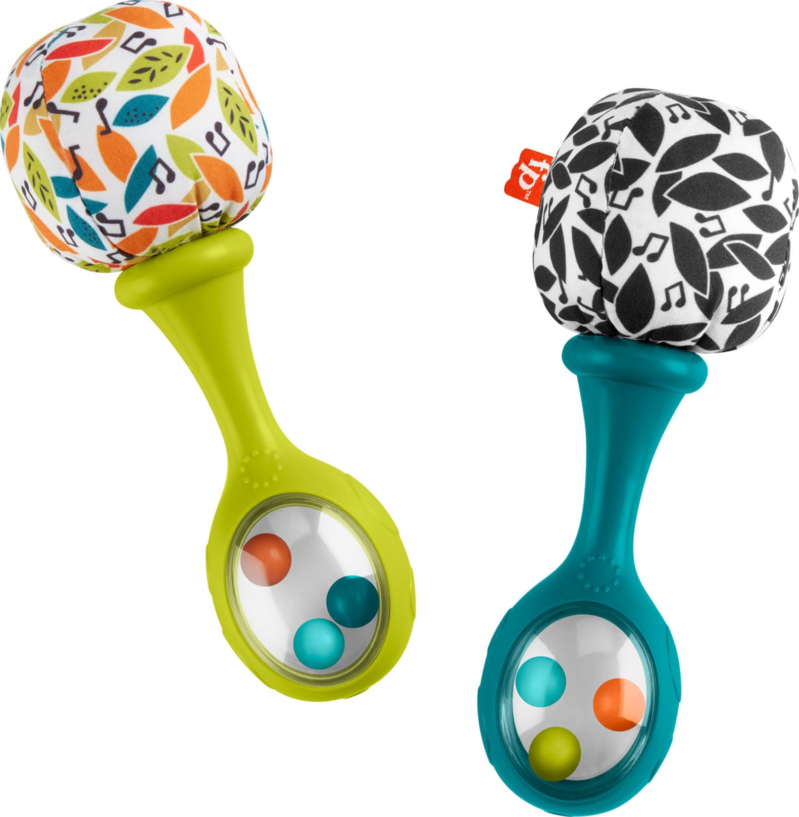 Fisher-Price Neugeborenen-Spielzeug Rassel-Maracas, 2 weiche Musikinstrumente für Babys ab 3 Monaten zur Entwicklungsförderung, neutrale Farben