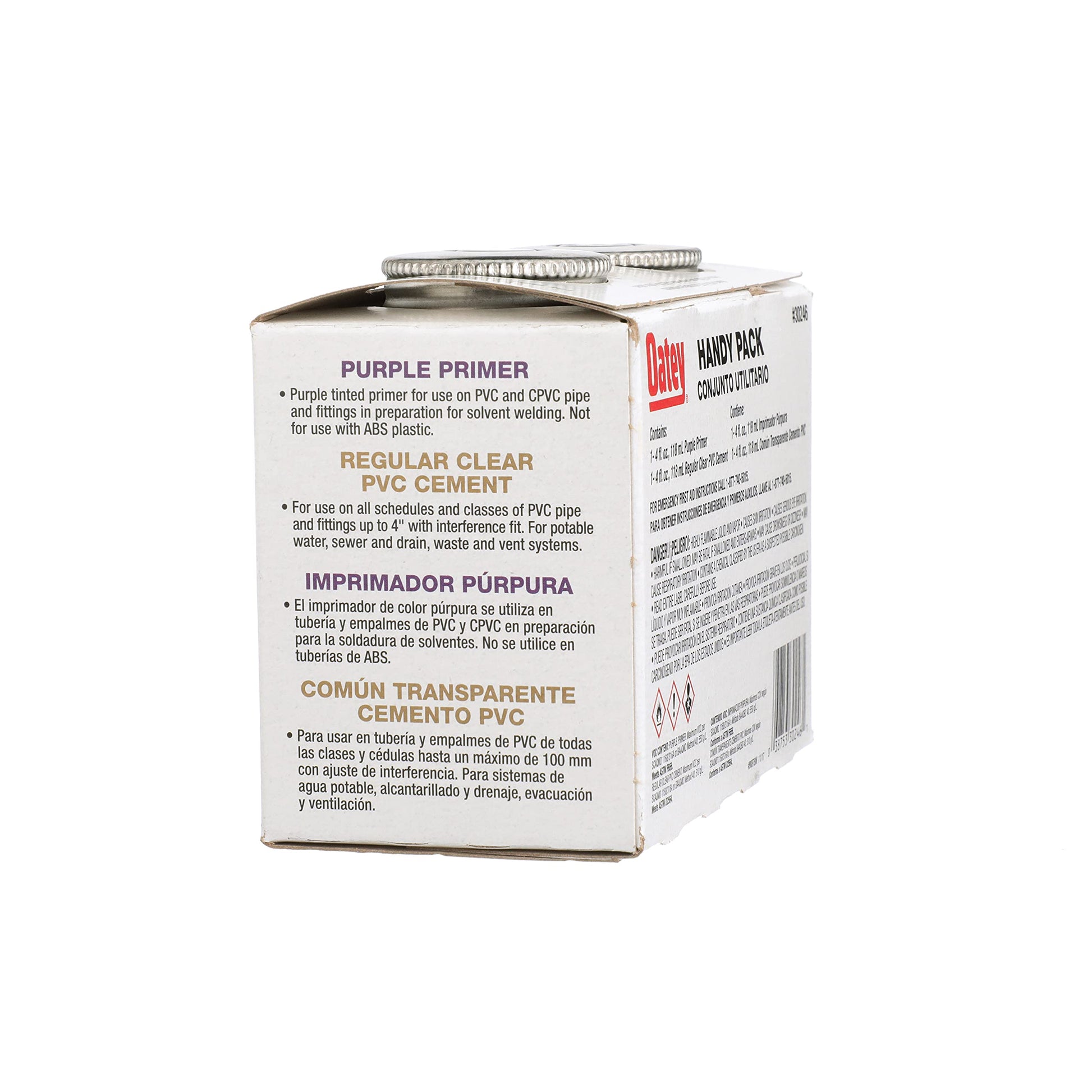 Oatey 30246 4 oz. PVC Regular Clear Cement and 4 oz. NSF Purple Primer Handy Pack