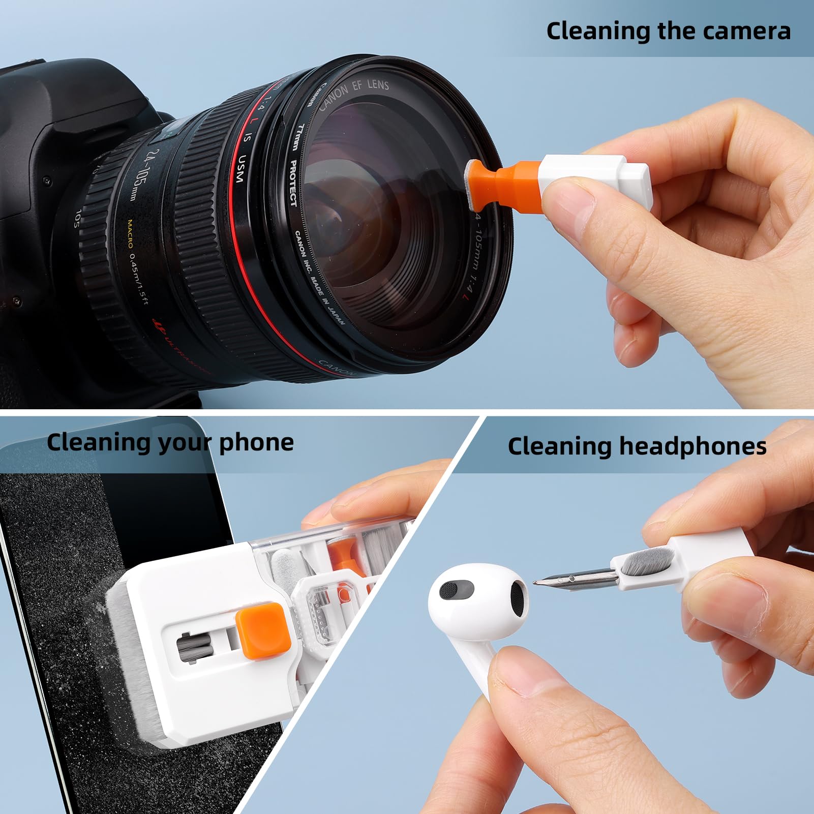Keyboard Cleaning Kit Laptop Cleaner, 10-in-1 Computer Screen Cleaning Brush Tool, Multi-Function PC Electronic Cleaner Kit Spray for iPad iPhone Pro, Earbuds, Camera Monitor, All-in-one with Patent