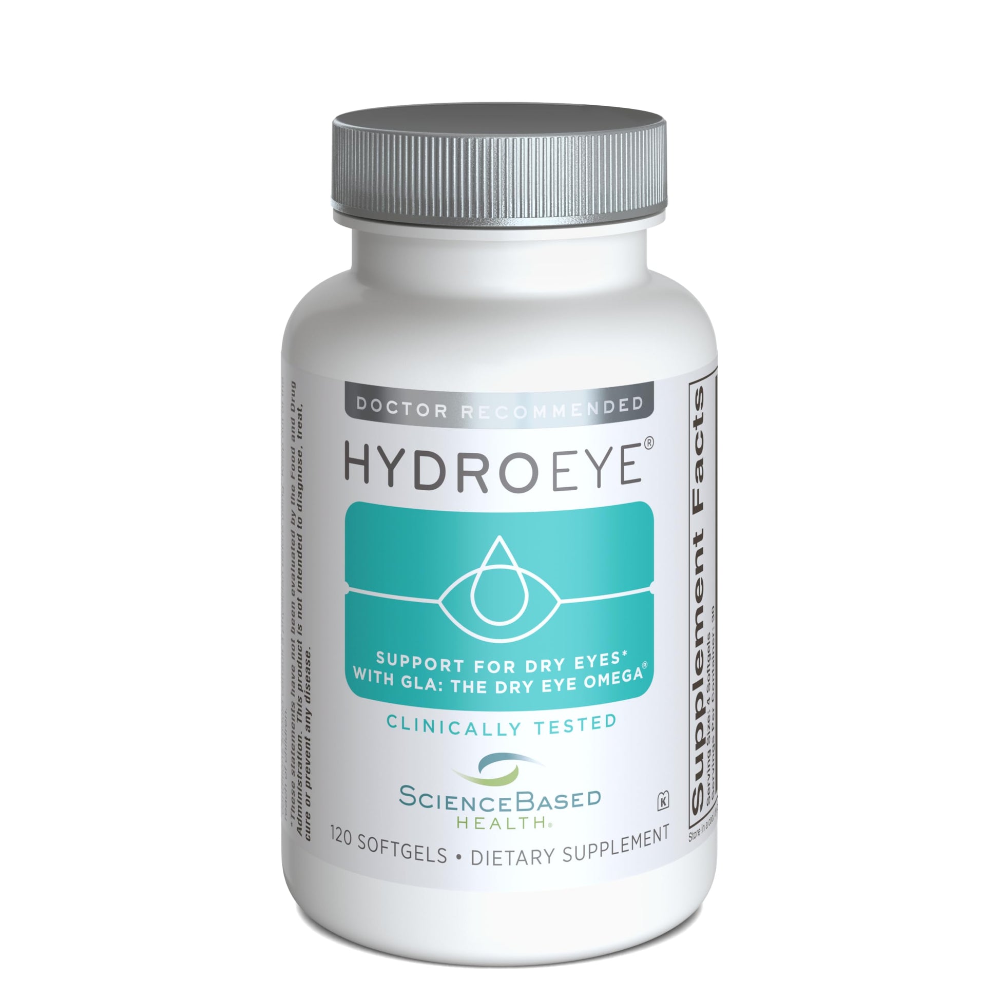 ScienceBased Health HydroEye Dry Eye Supplement – Clinically Tested Formula with GLA, EPA and DHA – Eye Comfort & Tear Film Support – 120 Softgels