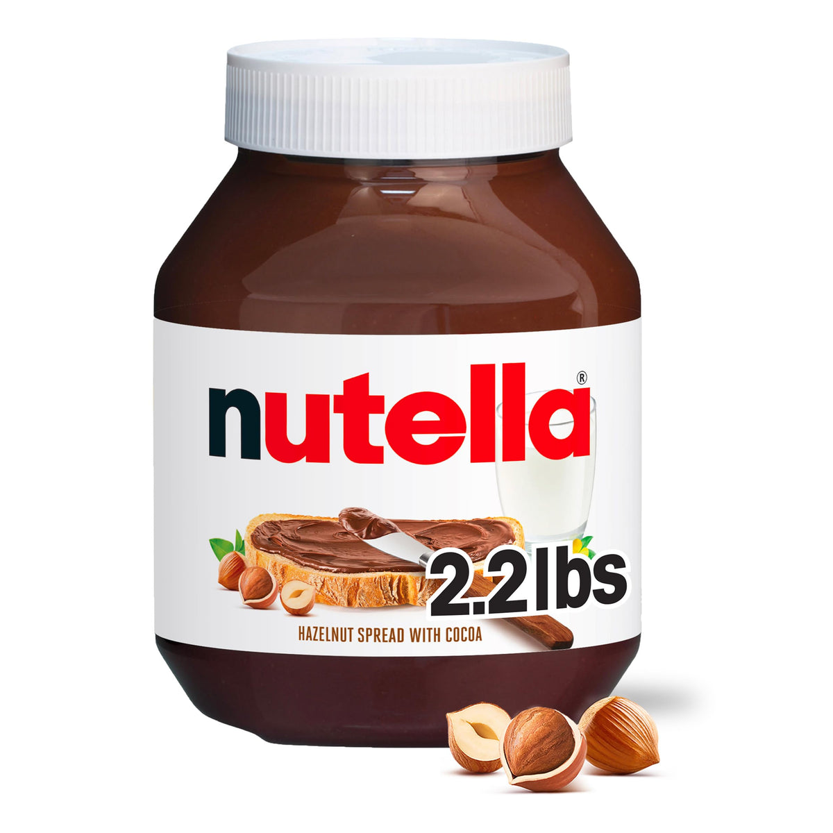 Nutella Haselnuss-Aufstrich mit Kakao, Cremiger Haselnuss-Aufstrich, Frühstücksfavorit, 999g Glas