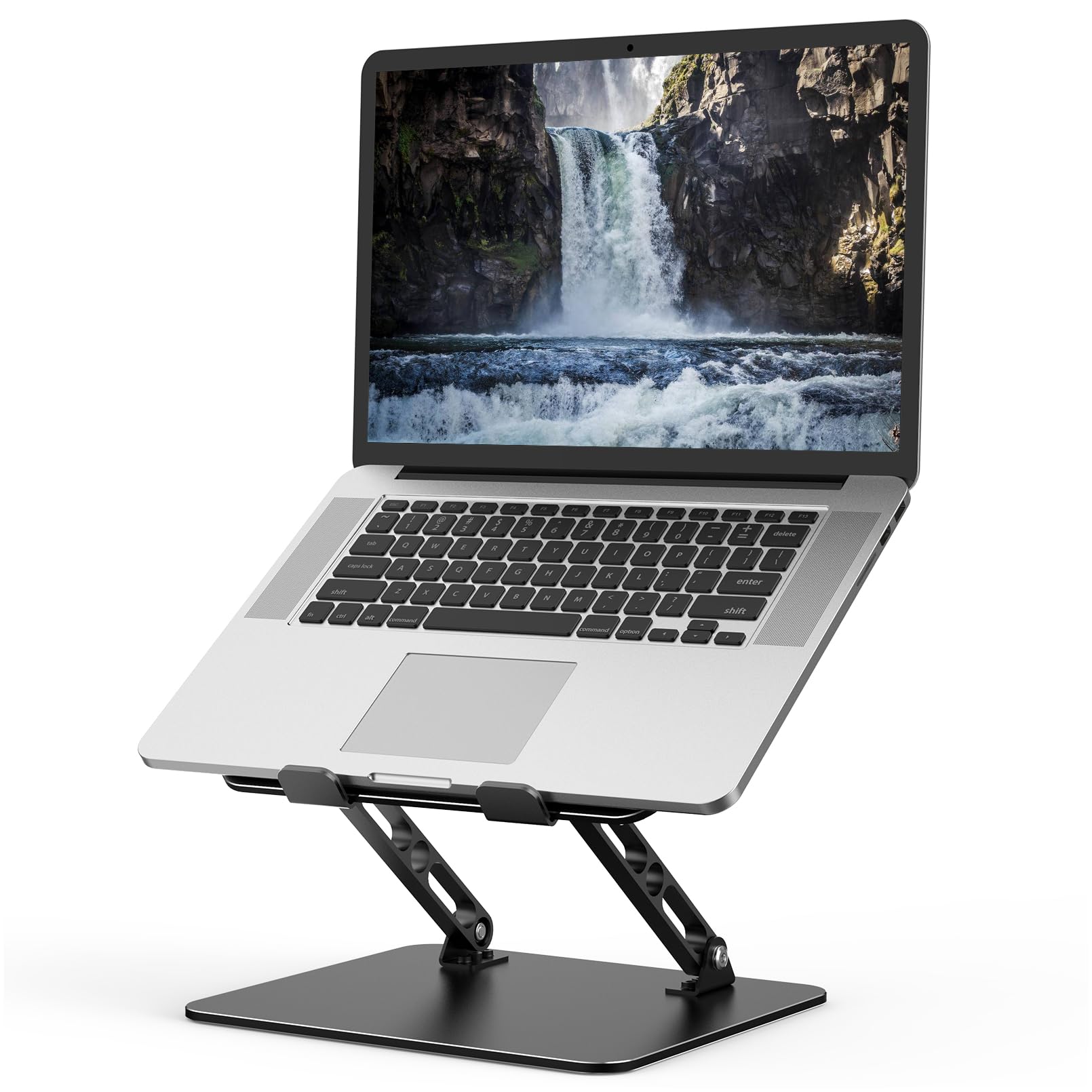 Gogoonike Adjustable Laptop Stand for Desk, Metal Foldable Laptop Riser Holder, Portable Desktop Book Stands, Ventilated Cooling Computer Notebook Stand Compatible with 10-15.6" Laptops