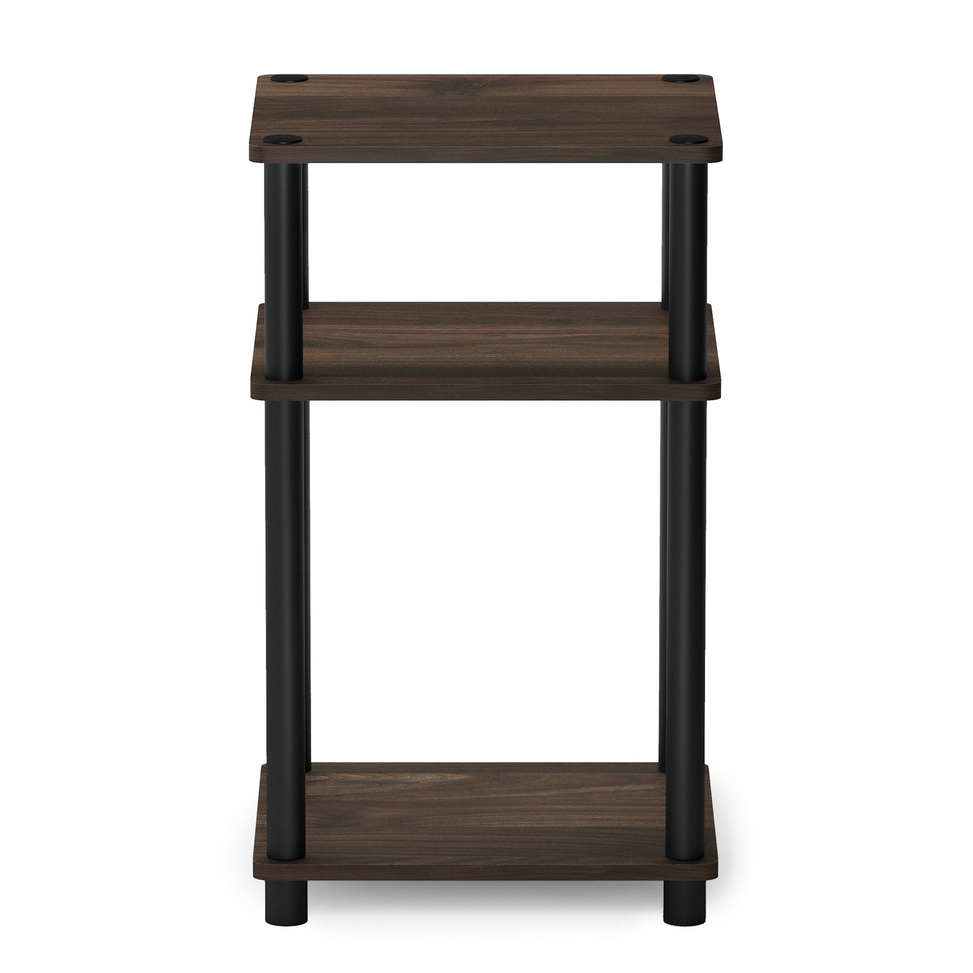 Furinno Just 3-Tier Turn-N-Tube End Table / Side Table / Night Stand / Bedside Table with Plastic Poles, 1-Pack, Columbia Walnut/Black