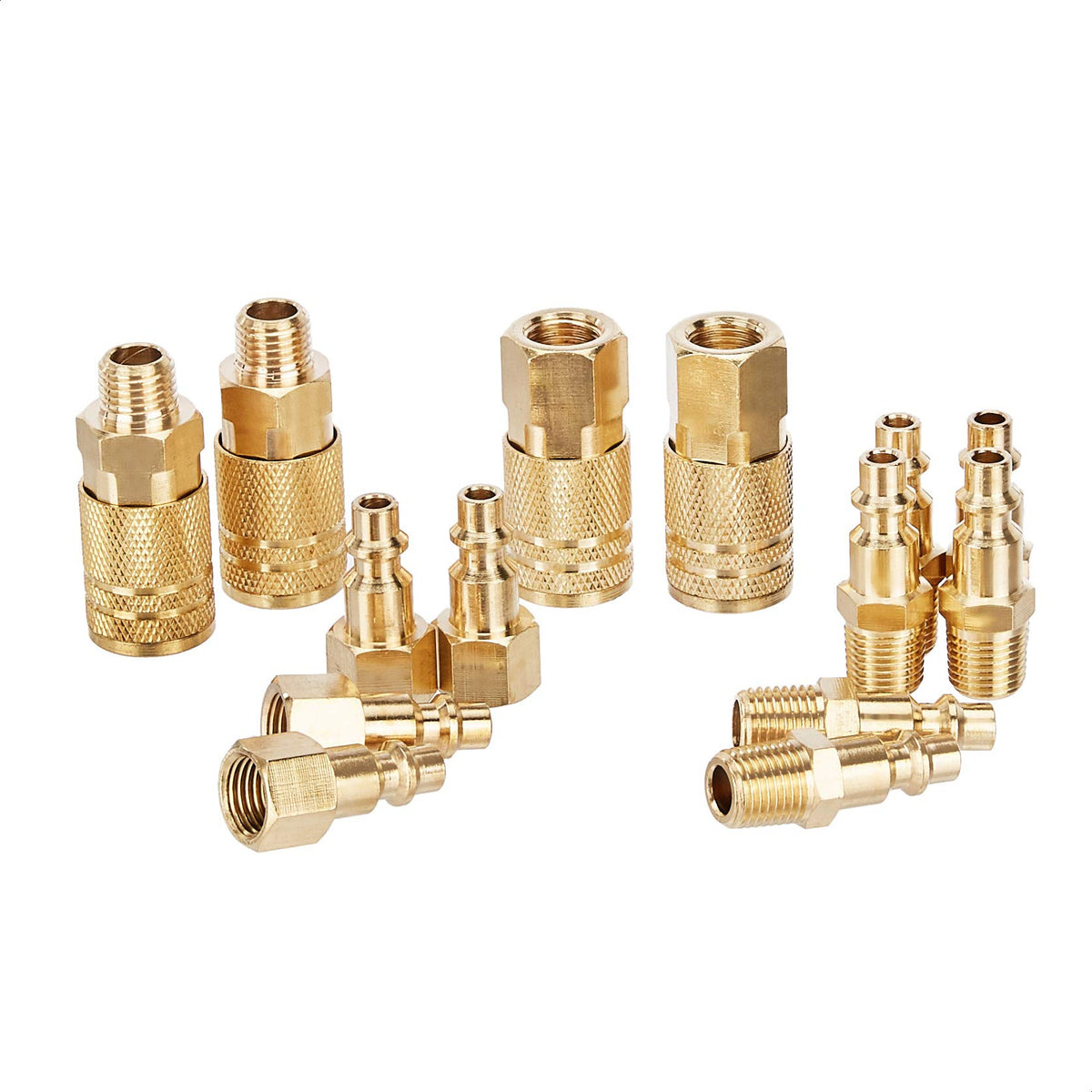 Basics Quick Connect Brass Air Coupler and Plug Kit - 1/4-Inch NPT Fittings, 14 count (Pack of 1)
