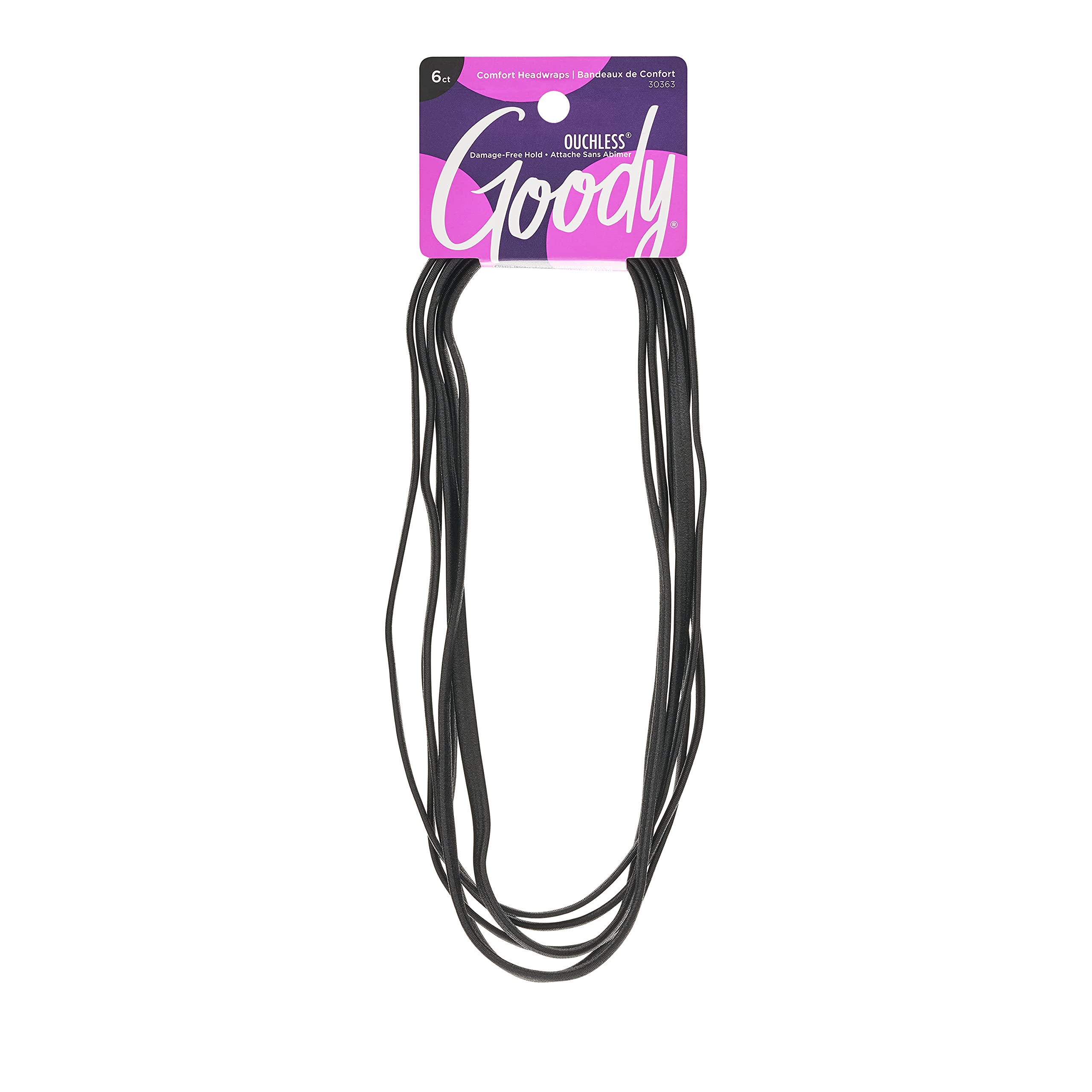 GOODY Damen Ouchless Haarreif, dünn, schmal, für feines Haar, Schwarz, 6 Stück