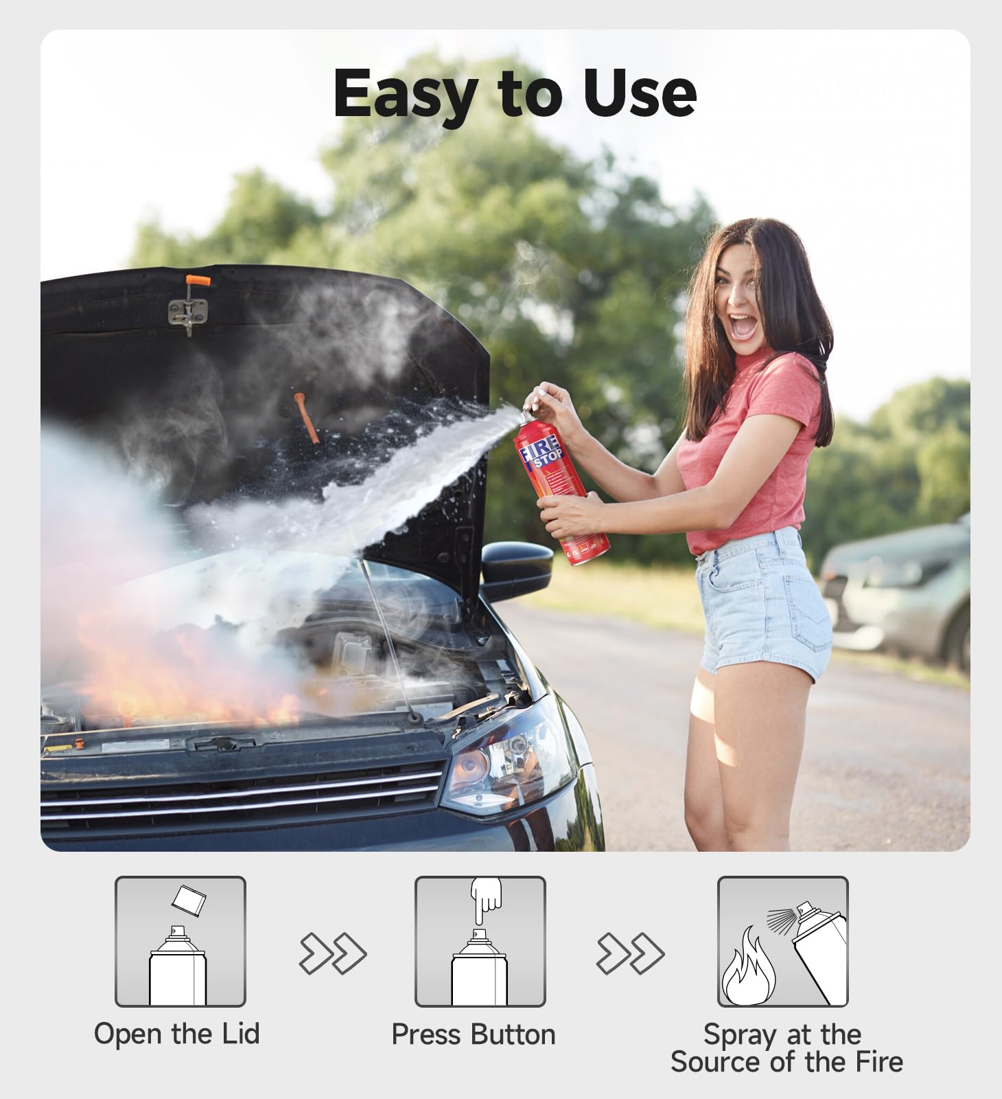 AmzBoom Fire Extinguisher 2-Pack with Mounting Bracket for Home, Kitchen, Car, Grill - Portable Small A, B, C, K Fire Extinguisher - 8-in-1 - Prevents Reignition.