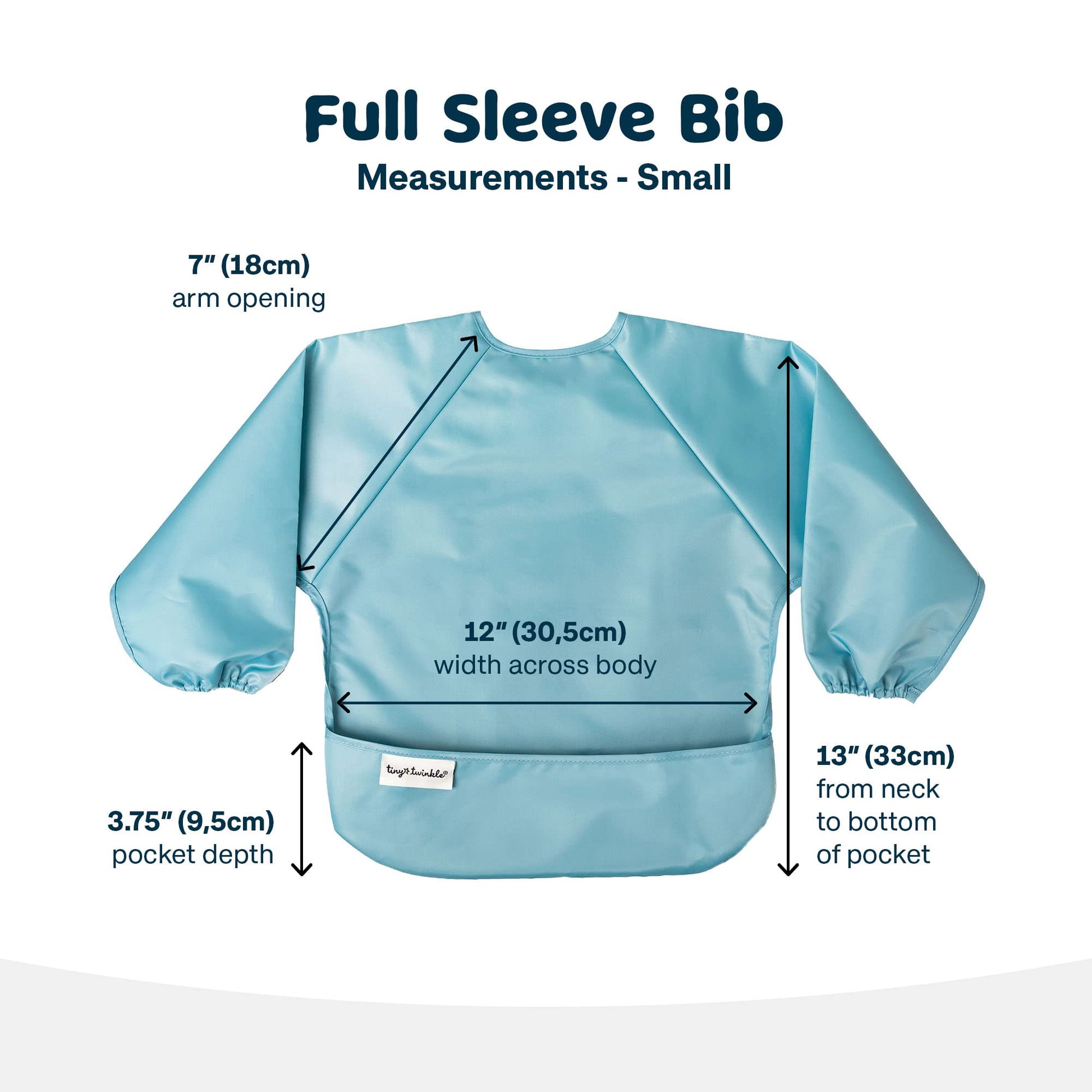Tiny Twinkle Mess Proof Baby Bibs, 2pk Waterproof Smock Baby Bibs for Eating, Machine Washable Long Sleeve Bibs, Baby Led Weaning, Toddler Bibs, BLW Supplies (Slate Olive, Small 6-24 Months)