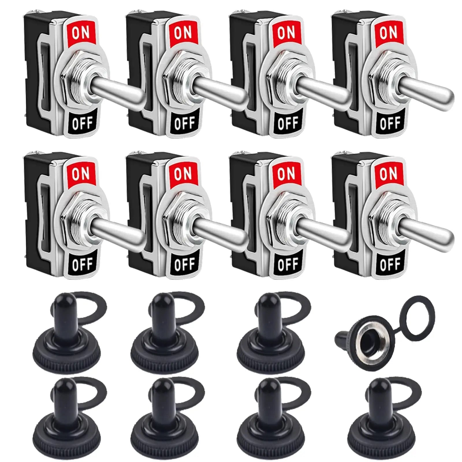 COROTC Toggle Switches, 8 Pack 2 Pin ON Off SPST Car Rocker Switches, 20A 12V Heavy Duty Waterproof Toggle Switch