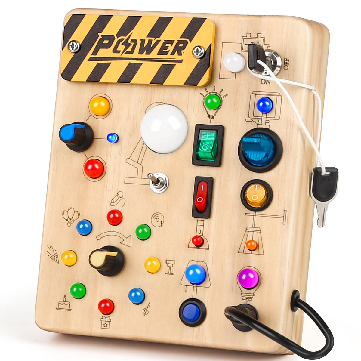 Joyreal Montessori Kleinkind Motorikbrett, 19-teiliges sensorisches Lernspielzeug aus Holz, Montessori-Spielzeug für 1-6-Jährige, Reisespielzeug Geschenke für Kleinkinder Jungen und Mädchen