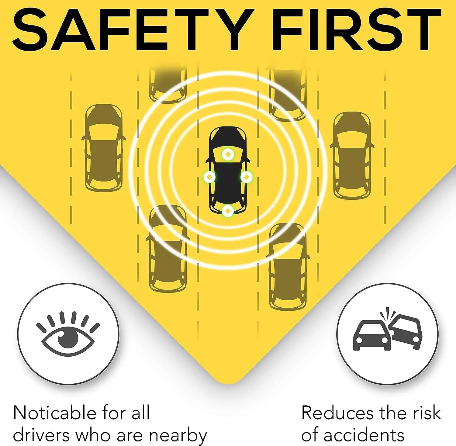 Baby On Board MAGNET Sign for Car - 2 Pack, 5" by 5" - Essential Magnetic Sticker for Bumper - Bright Yellow and Reflective - Best Safety Sign Accessories for Cars