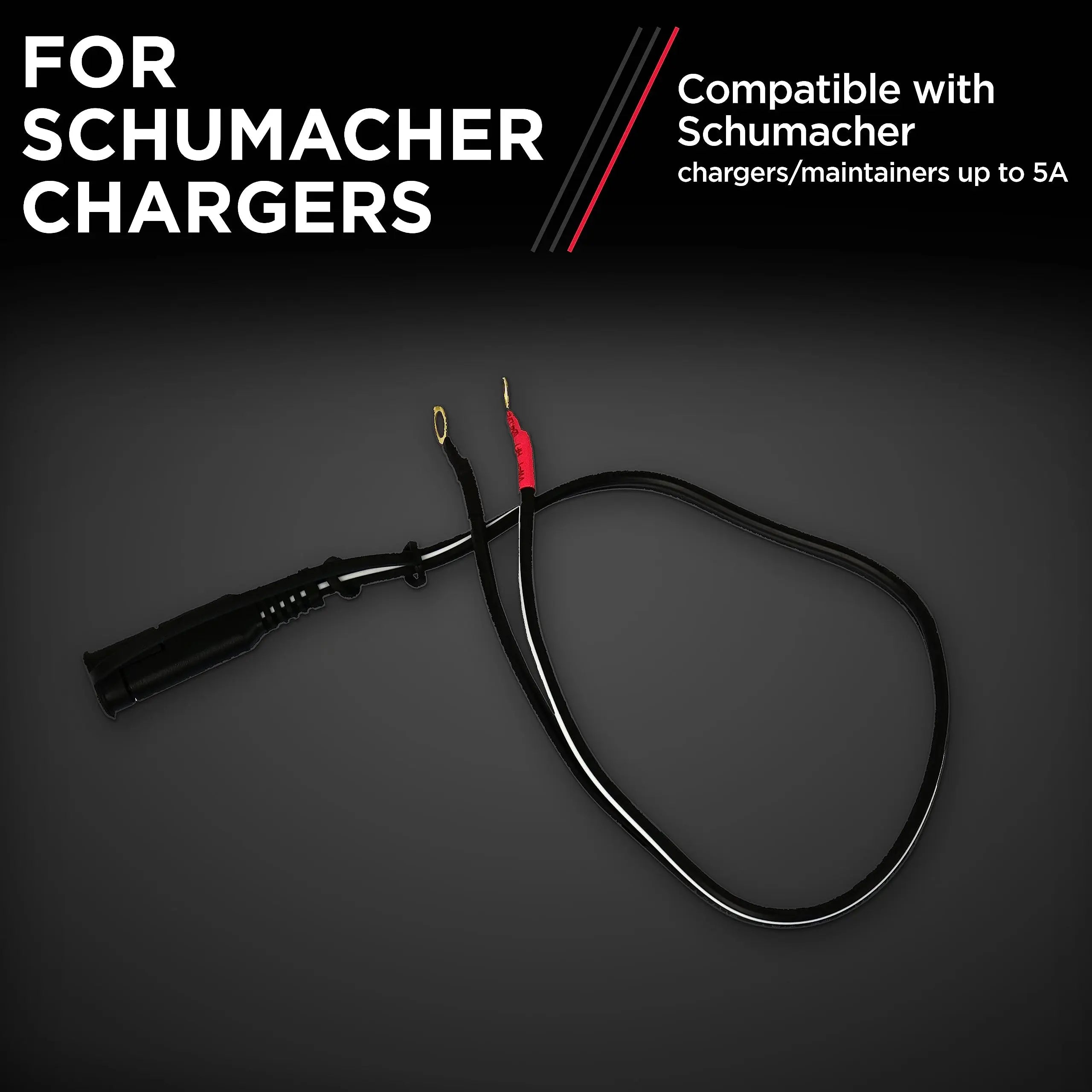 Schumacher Electric Ring Connection Cable for Battery Chargers and Maintainers, WM-12, 18 Inches, Quick Connect, for Motorcycle, Power Sport,and Lawn Tractor Batteries