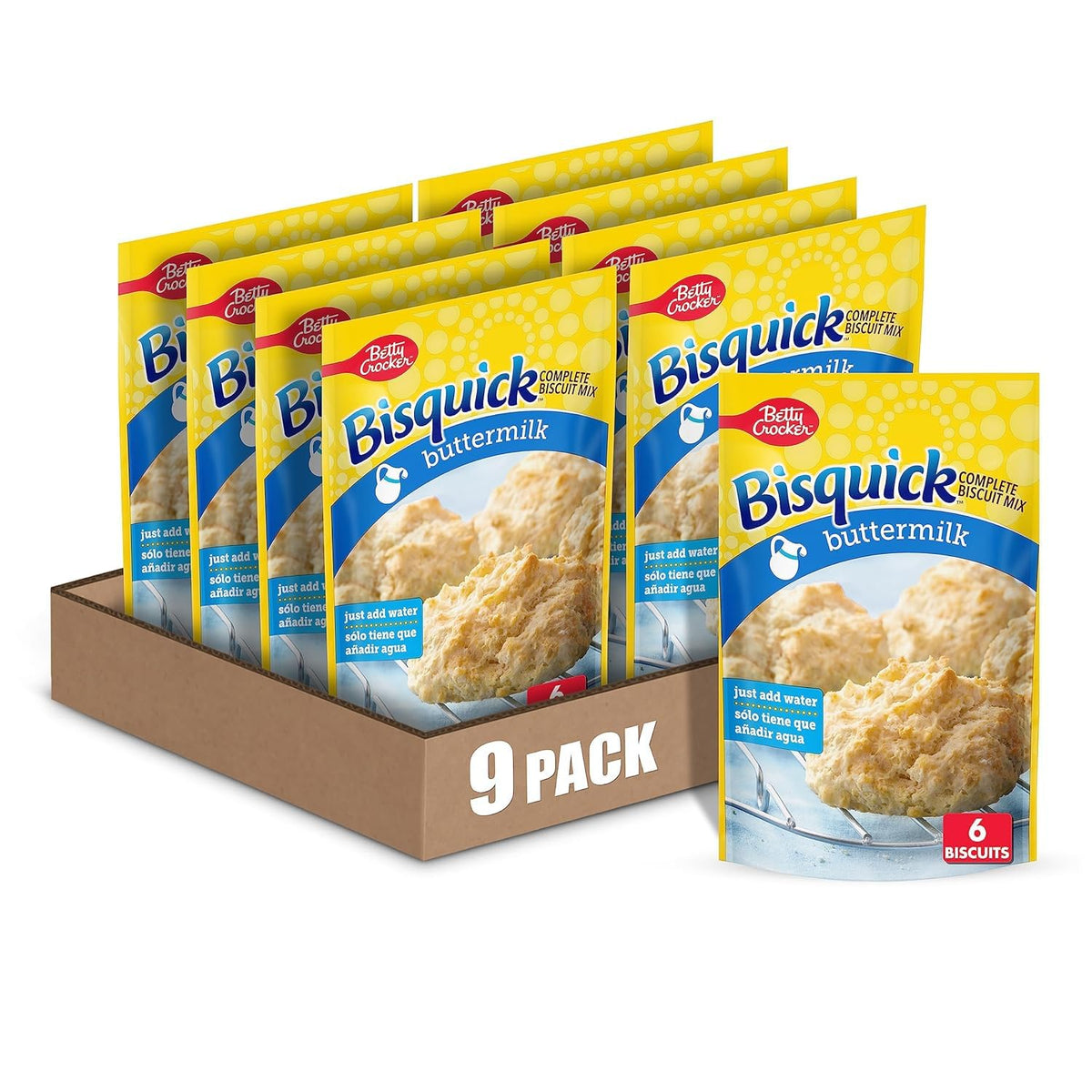 Betty Crocker Bisquick Complete Buttermilch-Keks-Mischung, einfach Wasser hinzufügen, 212 g (9er-Pack)