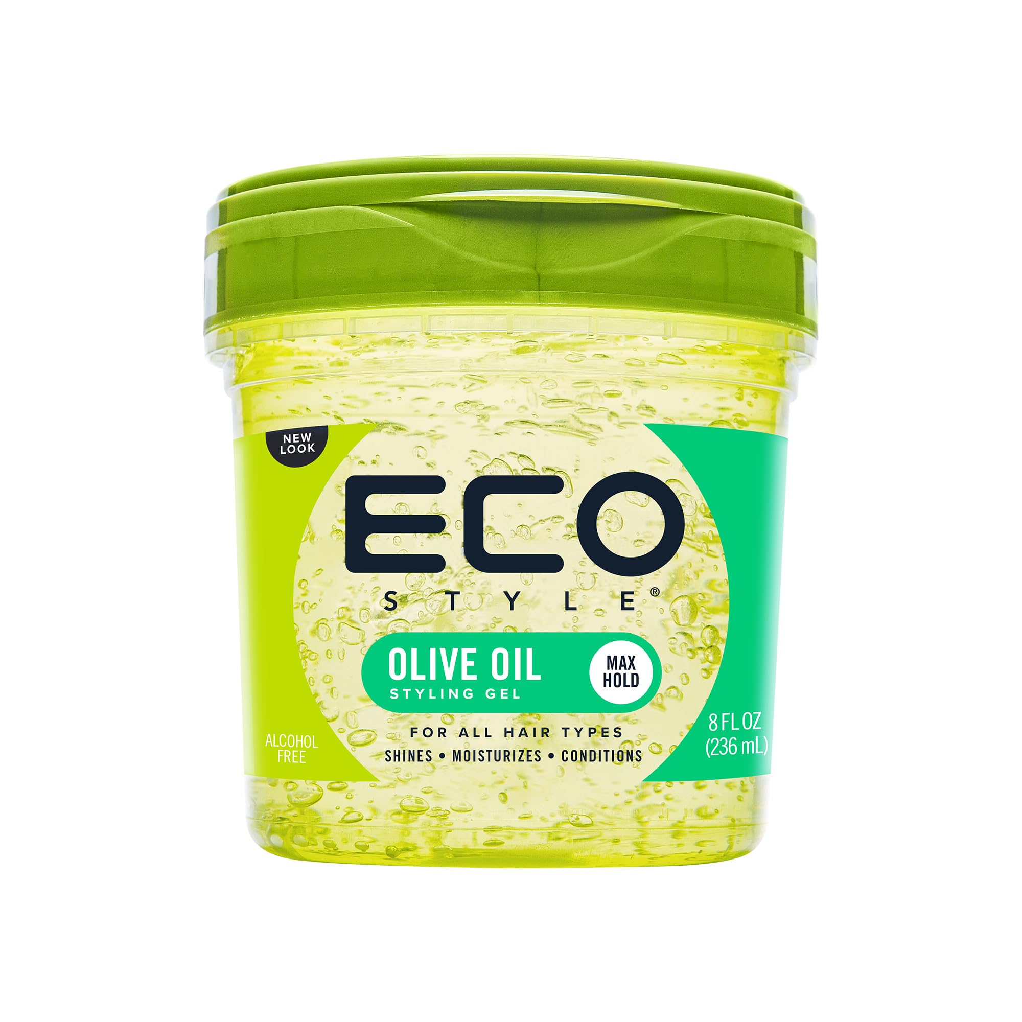 Eco Style Gel Olivenöl Styling – Verleiht Glanz und bändigt Spliss – Spendet der Kopfhaut Feuchtigkeit – Nährt und repariert – Bietet schwerelosen und hervorragenden Halt – Ideal für alle Haartypen – 236 ml