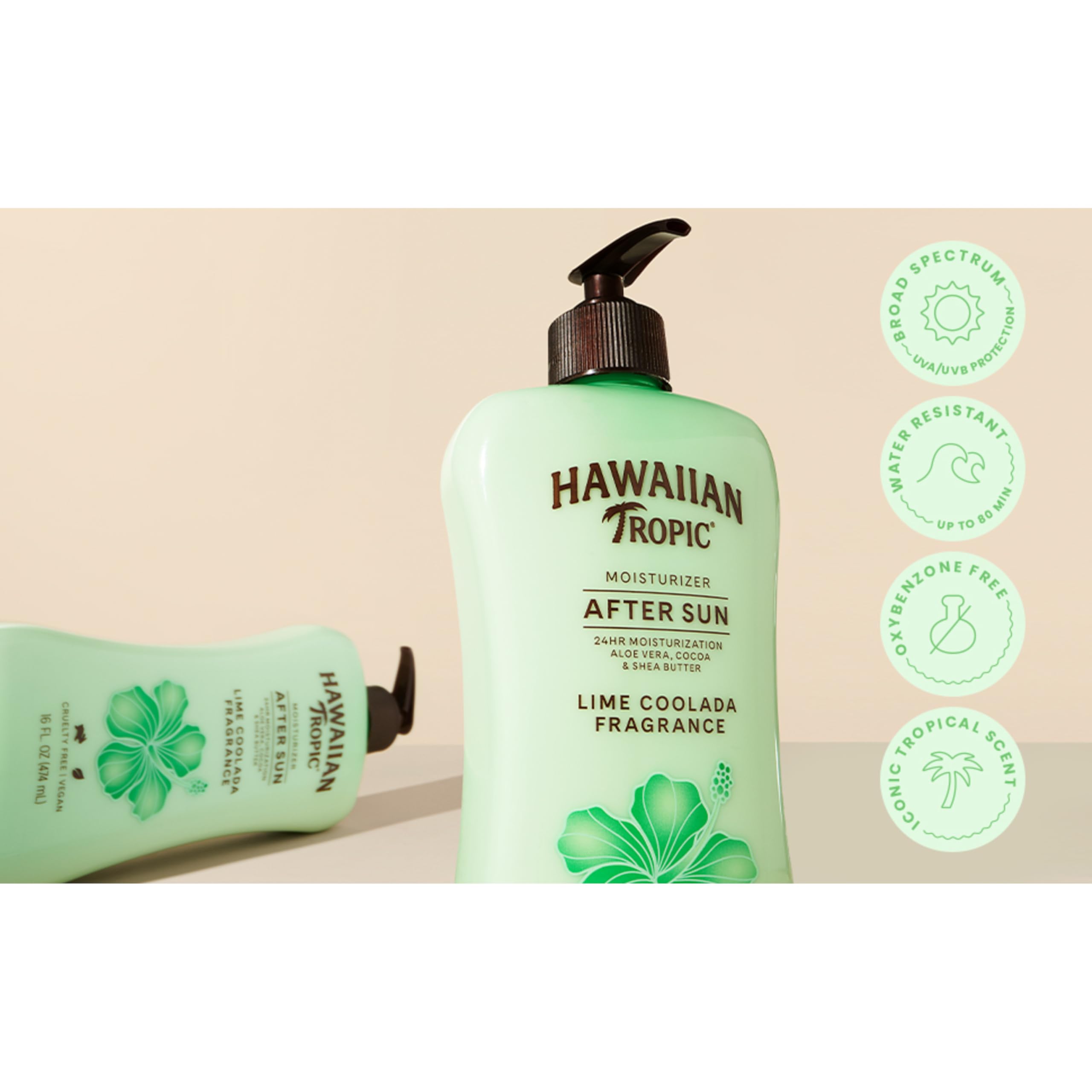 Hawaiian Tropic Lime Coolada After Sun Lotion | After Sun Care, Skin Care, Daily Moisturizing Lotion with Aloe, Cocoa Butter & Shea Butter, 16oz each Twin Pack