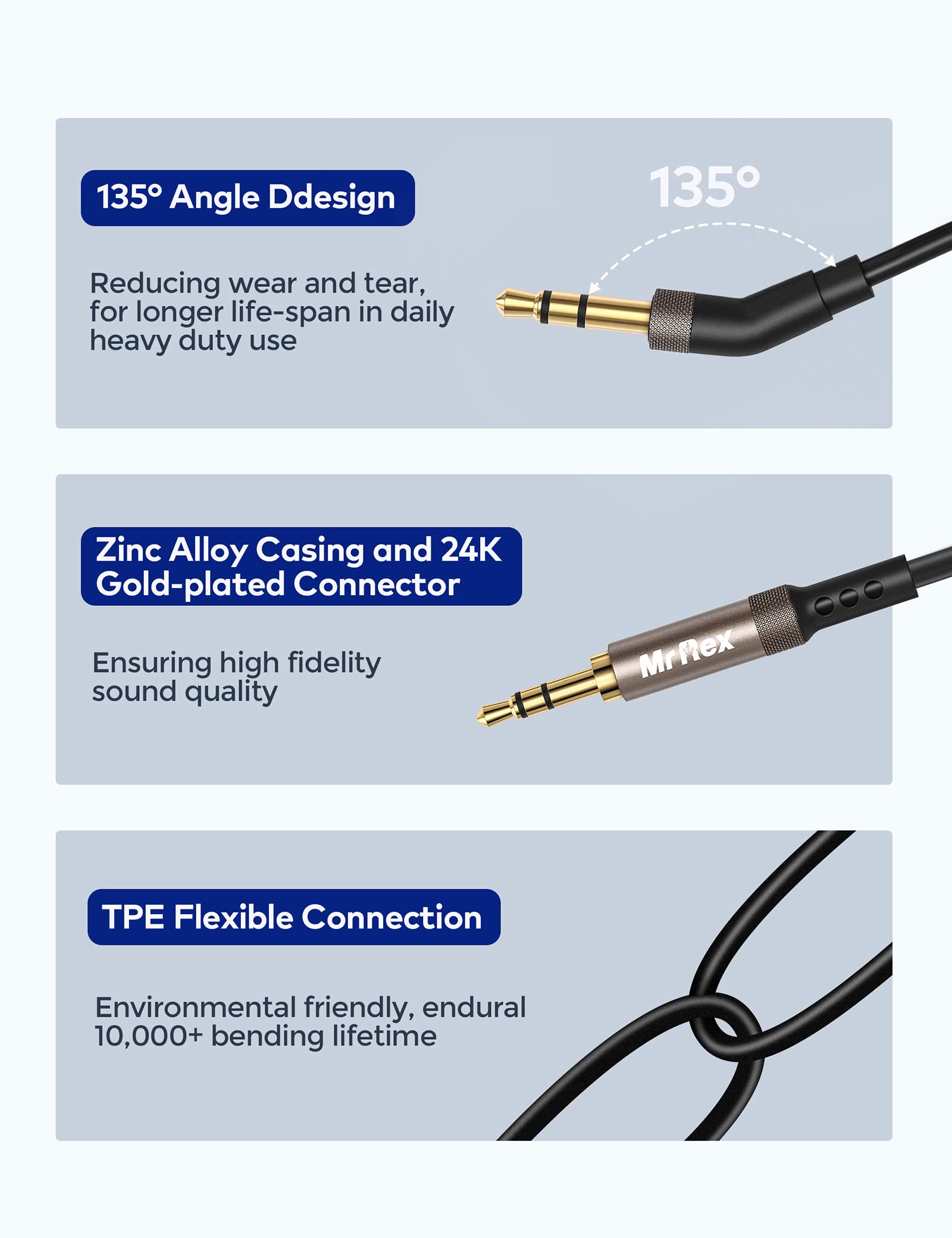 Mr Rex 3.5mm to 2.5mm Aux Cable Cord for Bose 700 QuietComfort Ultra QC45 QC35II QC35 QC25 Noise Cancelling Headphones, JBL E45BT E55BT E65BTNC Bluetooth Earphone, Audio Replacement Wire (1-Pack, 5FT)
