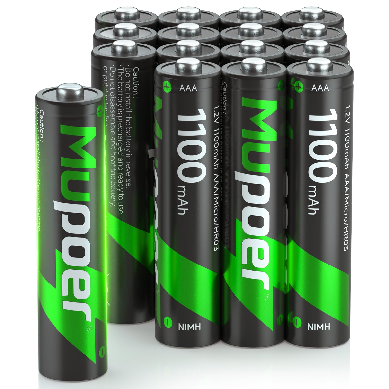 Rechargeable AAA Batteries 16 Pack,AAA Rechargeable Battery 1100mAh NiMH,1.2V Triple A Battery,Solar Battery High Capacity Low Self Discharge Pilas Recargables,3A Batteries for Remote Cordless Phone