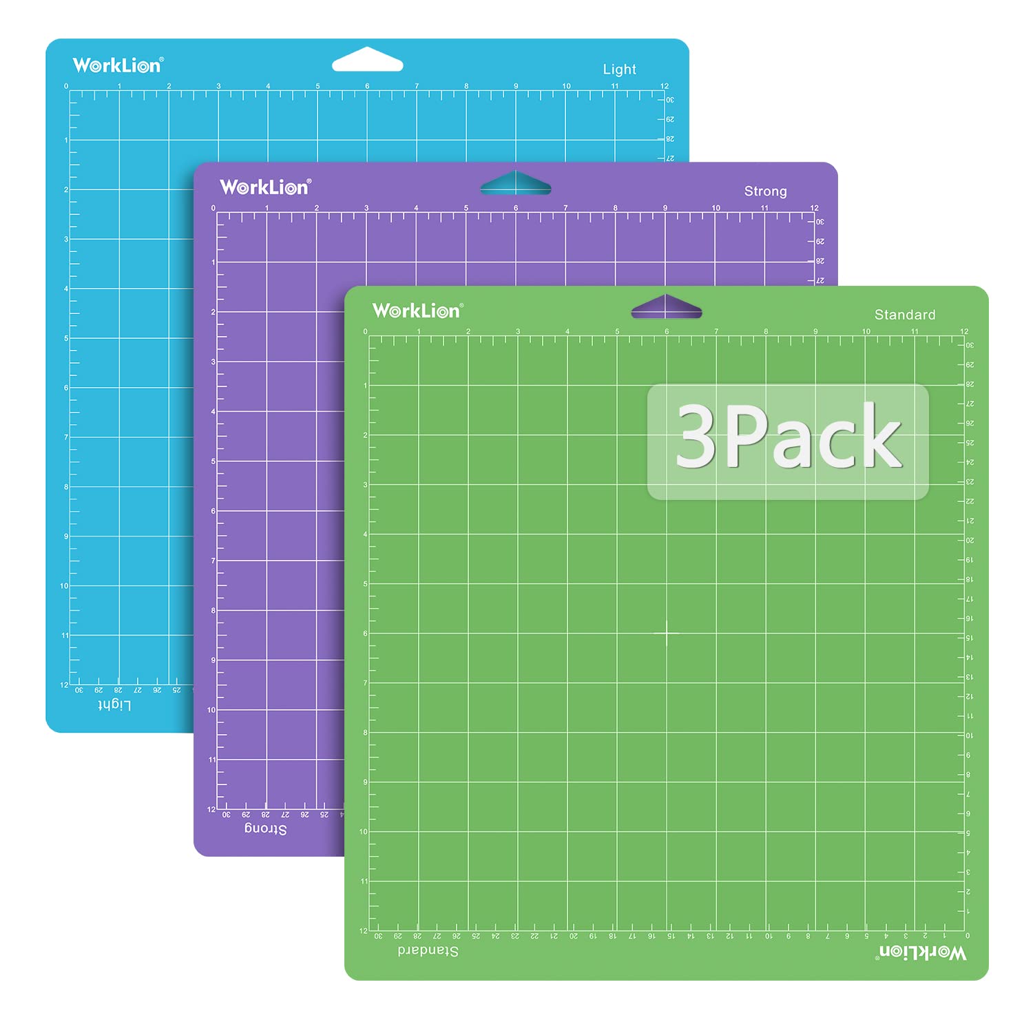 WORKLION Schneidematte 12x12 für Cricut: Cricut Explore One/Air/Air 2/Maker, selbstklebende, rutschfeste, langlebige Matte mit Raster für Nähen, Quilten und Bastelarbeiten – Schneidematten-Set (Vielfalt)