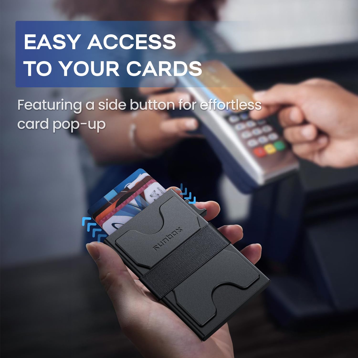 Mens Card Cases, Slim Card Holder Wallet for Men and Women, Minimalist RFID Blocking Wallet with Pop-Up Function, Thin Design, Metal Card Cases Holds 6+6 Cards, Gifts for Men, Men's Accessories