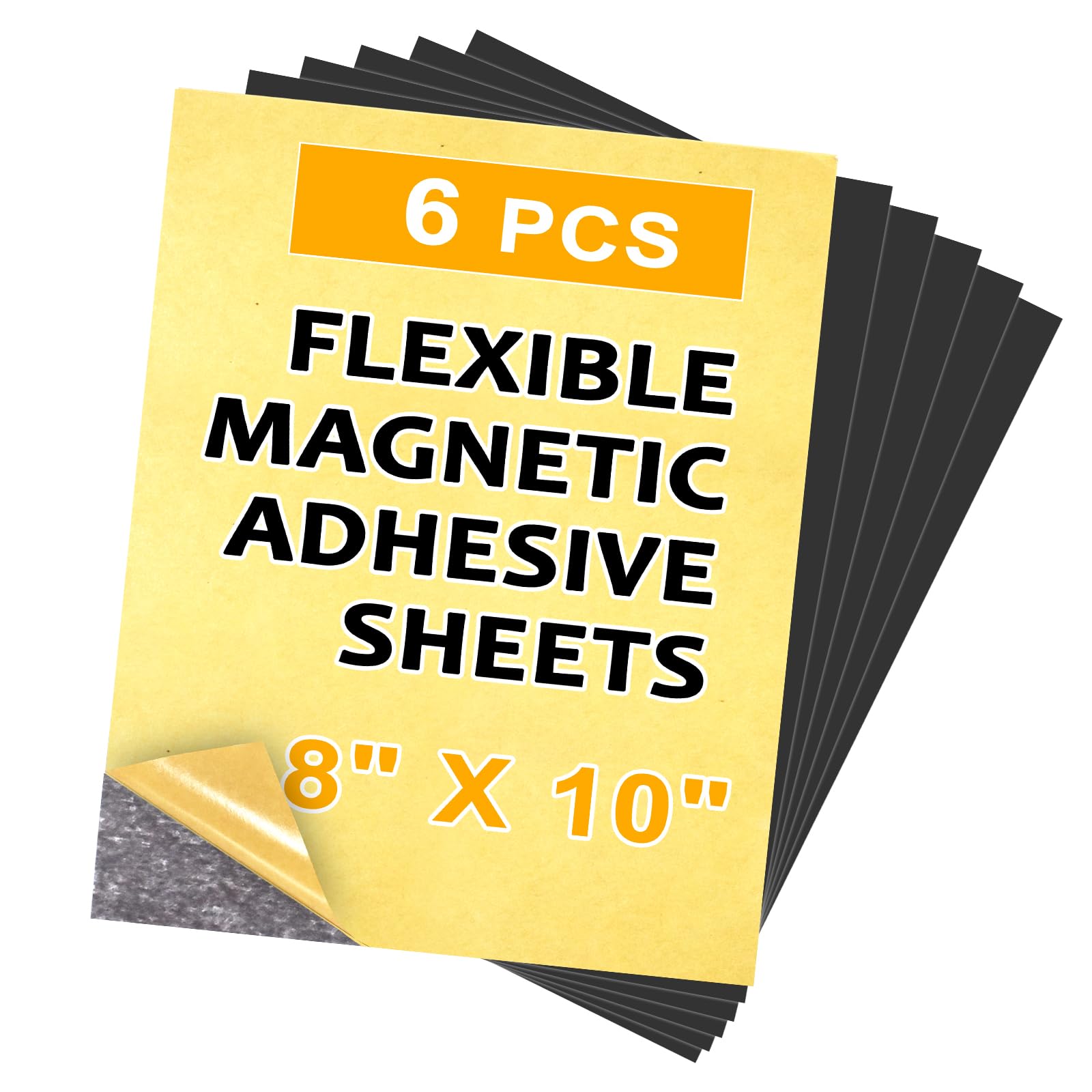 Towjug Cuttable Magnetic Sheets 6 Pack, Each 8" x 10", Stick Magnetic Paper with Adhesive Backing for Crafts, Paper Magnets and Stickers