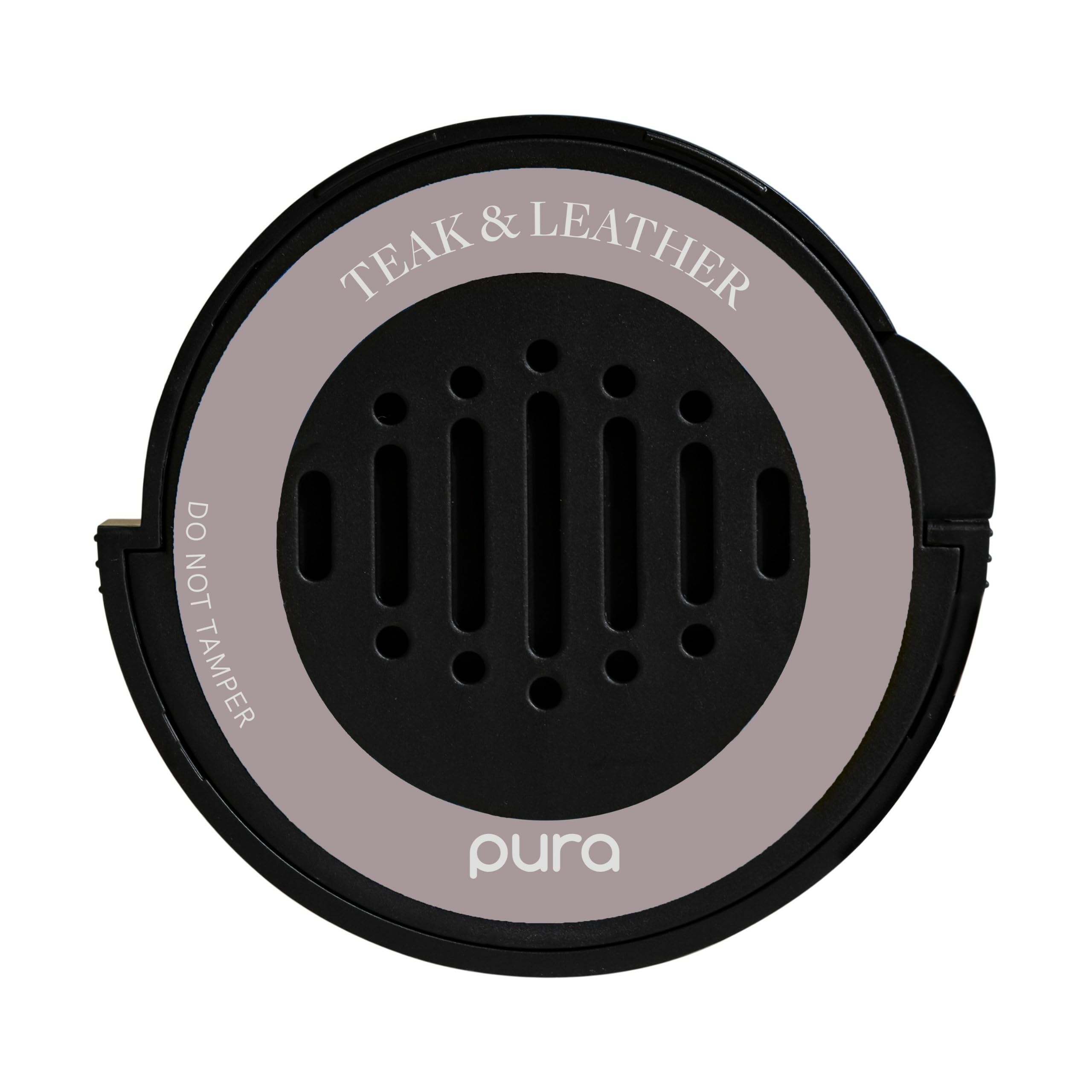 Pura Auto Lufterfrischer Nachfüllpackung – Duft für Pura Auto Diffusor – Sauberes und sicheres Luxus-Diffusor-Duft – Lang anhaltender Duft für 30 Tage Aroma – Teakholz & Leder