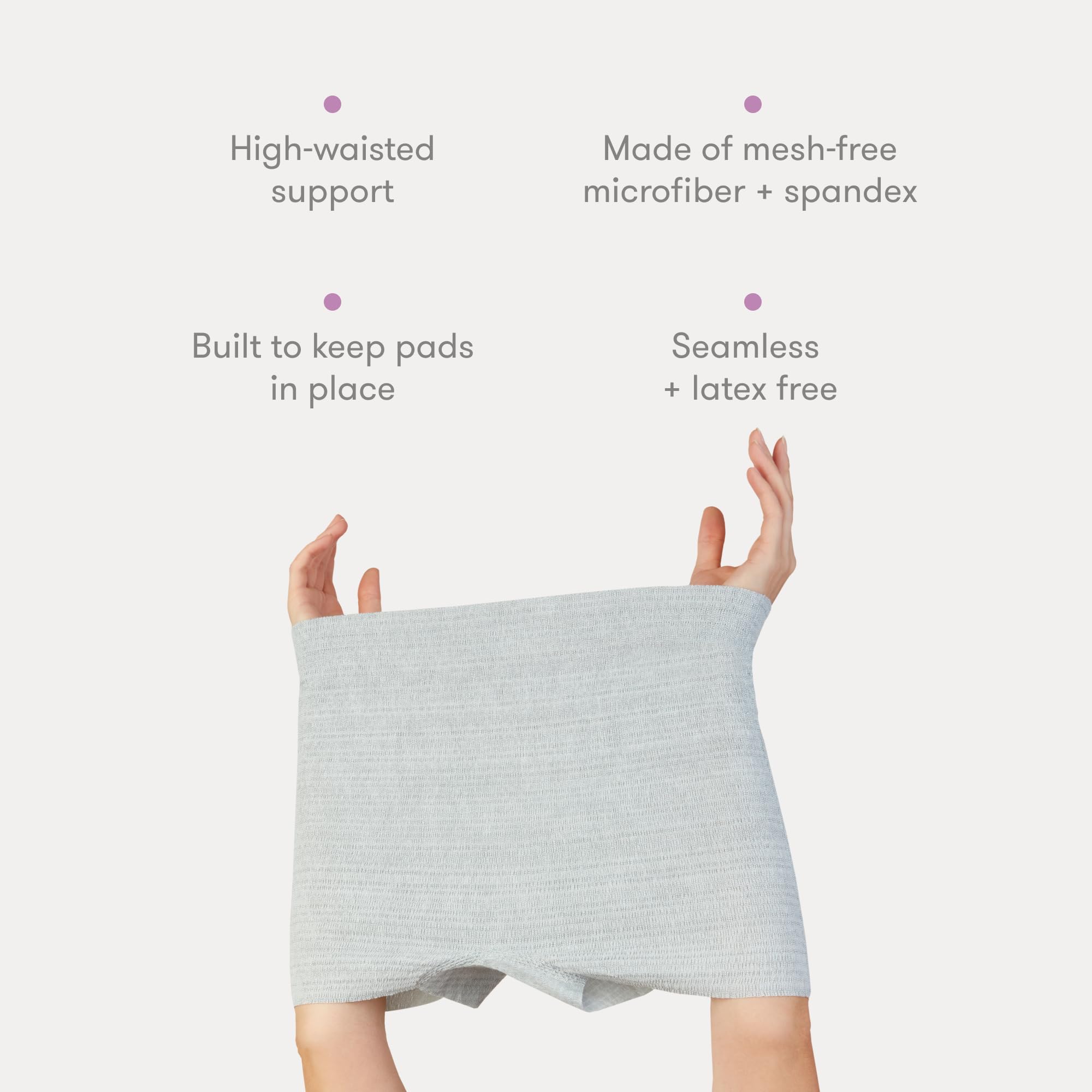 Frida Mom Women's Postpartum Underwear, Disposable Boyshort Underwear, Seamless with Stretchy Support, Postpartum Essentials, Size Regular (Waist 28"-42" Stretched), 8 Count, Grey