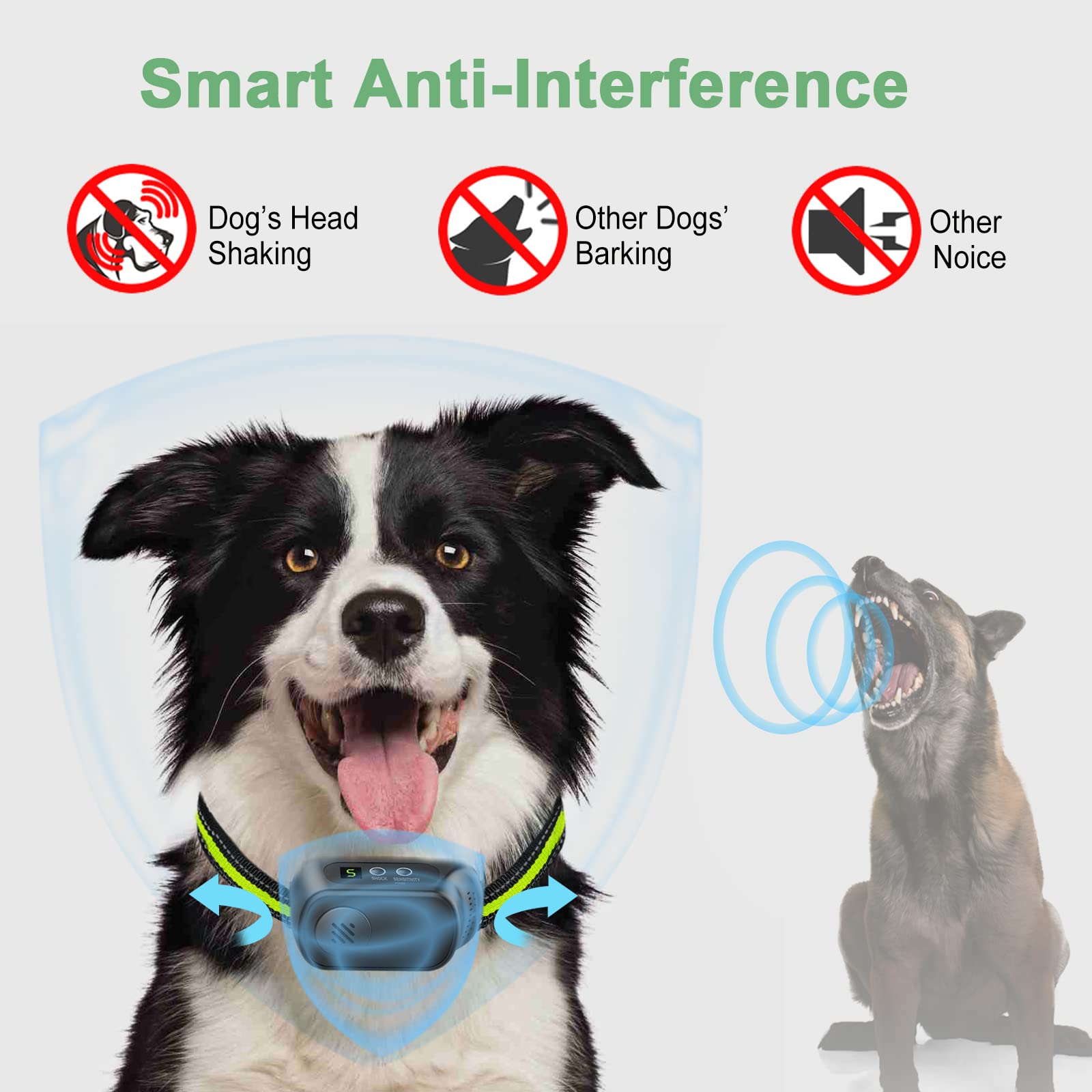 Rechargeable Dog Bark Collar with Beep Vibration and Shock,Anti Barking Collar for Small Medium Large Dogs, Humane Dog Training Device with 5 Adjustable Sensitivity Levels
