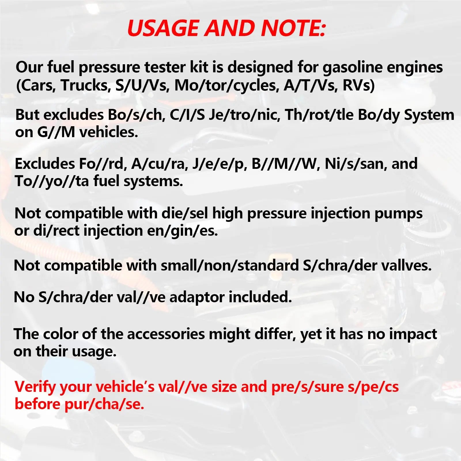 0-140PSI Fuel Pressure Tester Kit, Fuel Injector Injection Pump Pressure Gauge, Fuel Pump Pressure Tester Diagnostic Tool for Gasoline Cars, Trucks, Motorcycles and RVs