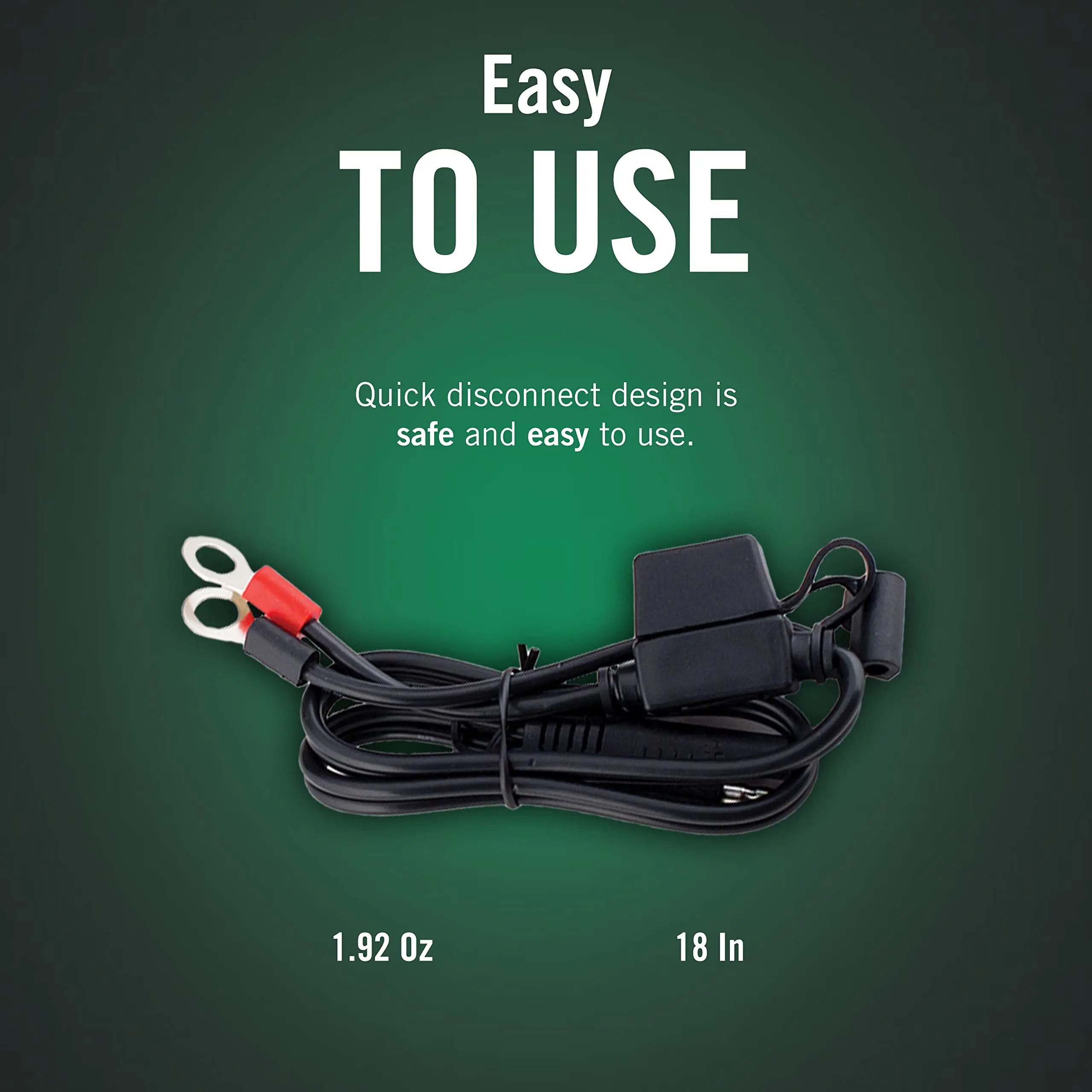 Battery Tender Ring Terminal Harness Accessory Cable - 18 inch Cord Adapter with SAE Quick Disconnect - Easy Quick Convenient for Motorcycles, Cars, ATVs and More - 081-0069-6