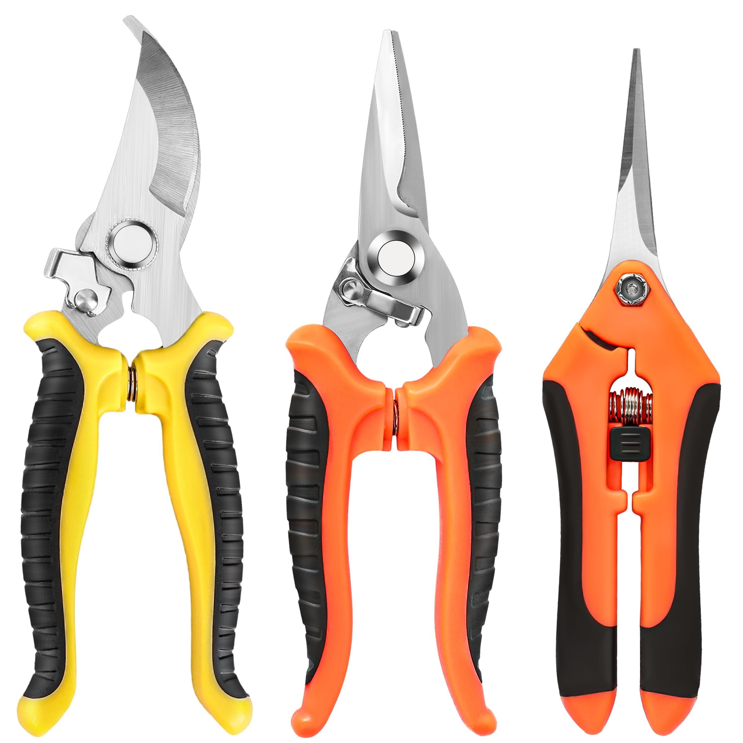 EWPJDK 3er-Pack Edelstahlscheren, Gartenscheren und Baumschneider für die Gartenarbeit