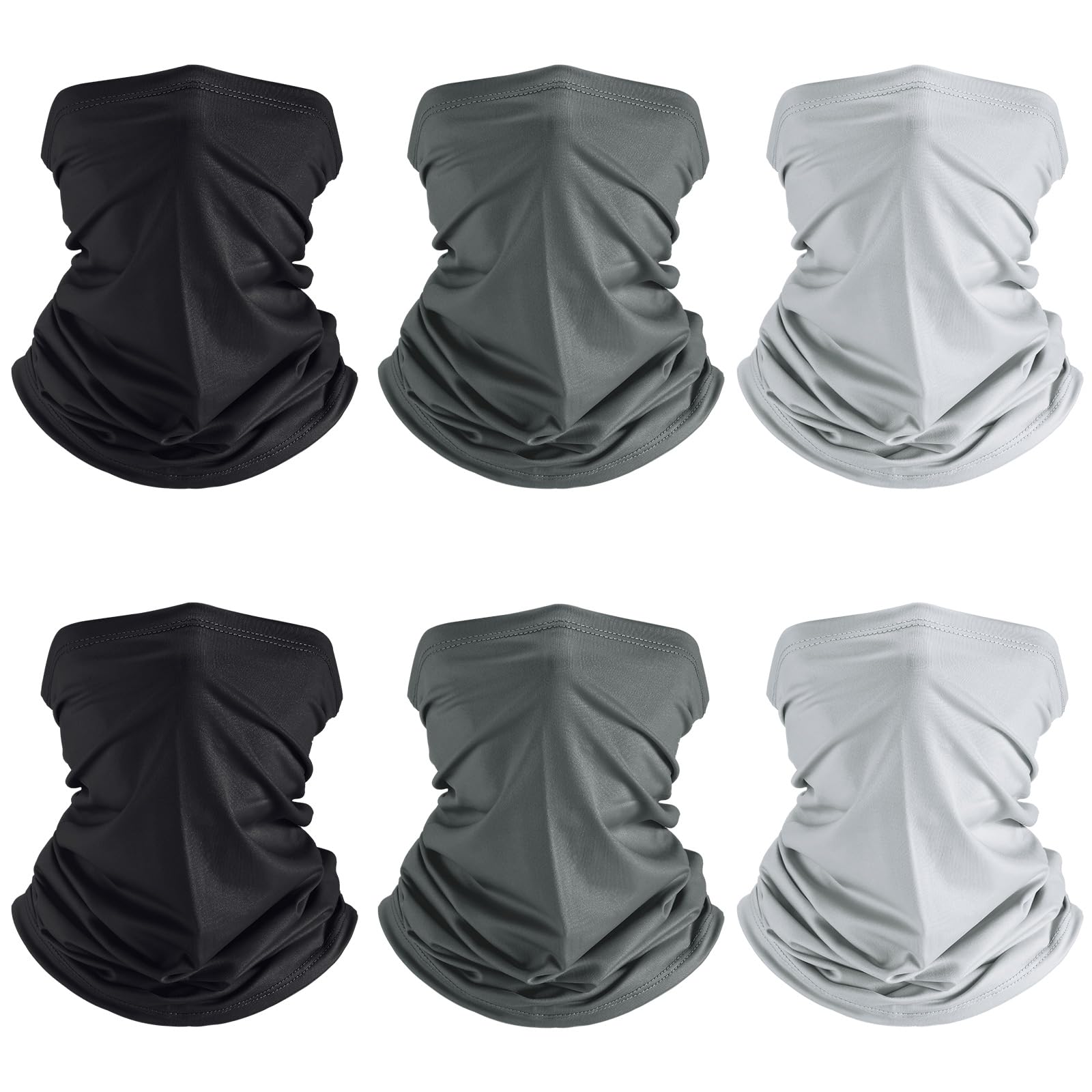 Geyoga 6 Stück Sommer UV-Schutz kühlende Halsgamasche Gesichtsbedeckung Halsgamasche Maske Schal Sonnenschutz atmungsaktives Halstuch (klassische Farbe)