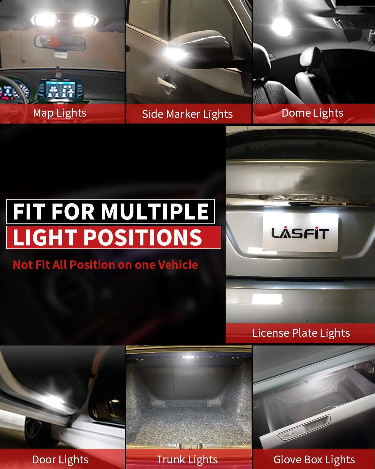LASFIT 194 LED Bulb for License Plate Bulb White Bright,T10 168 LED Bulbs Canbus Error Free, 400LM 6000K 192 2825 W5W for Dome Map Trunk Cargo Lights (2-Pack)