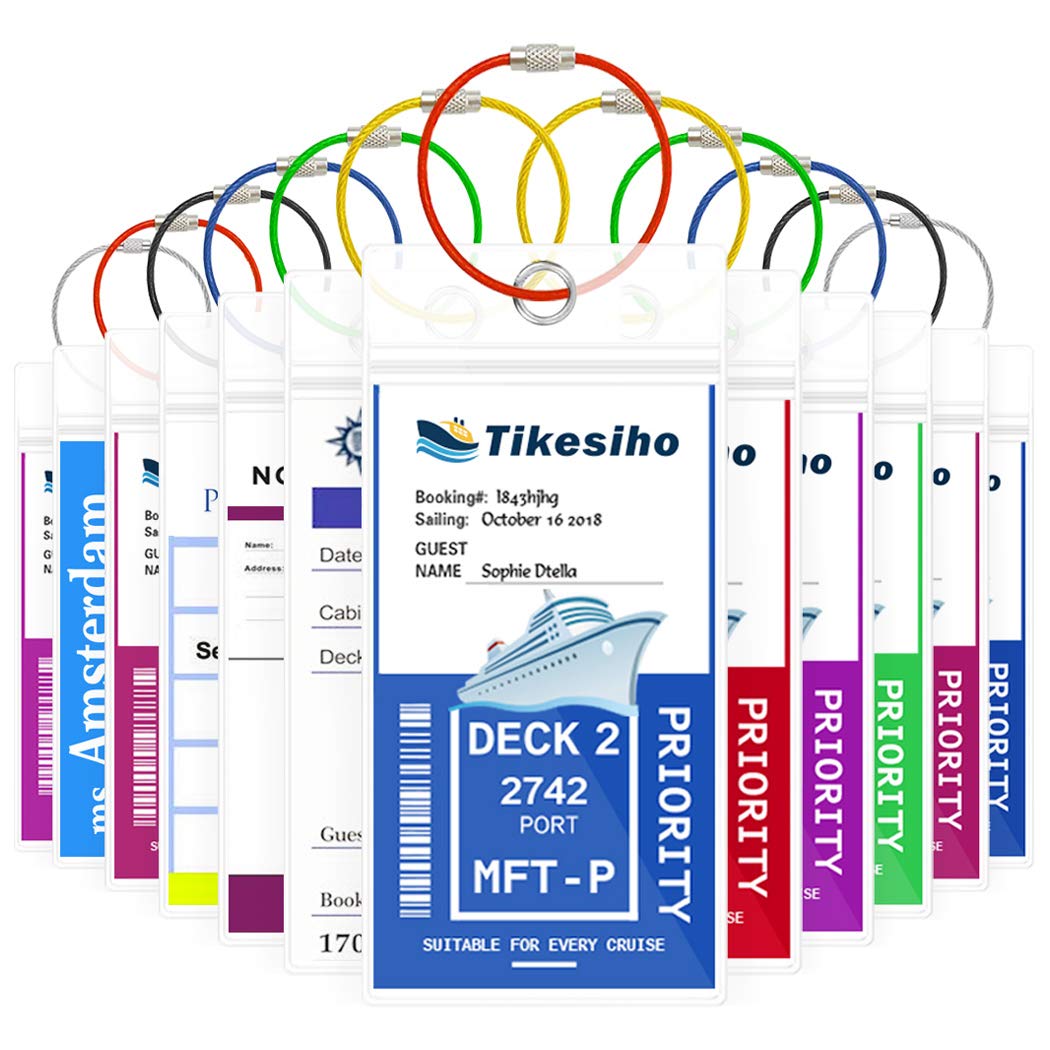 Cruise Luggage Tags, Cruise Essentials Holders for Cruise Travel 12 Pack for NCL, Princess, Carnival, Royal Caribbean - Cruise Essentials