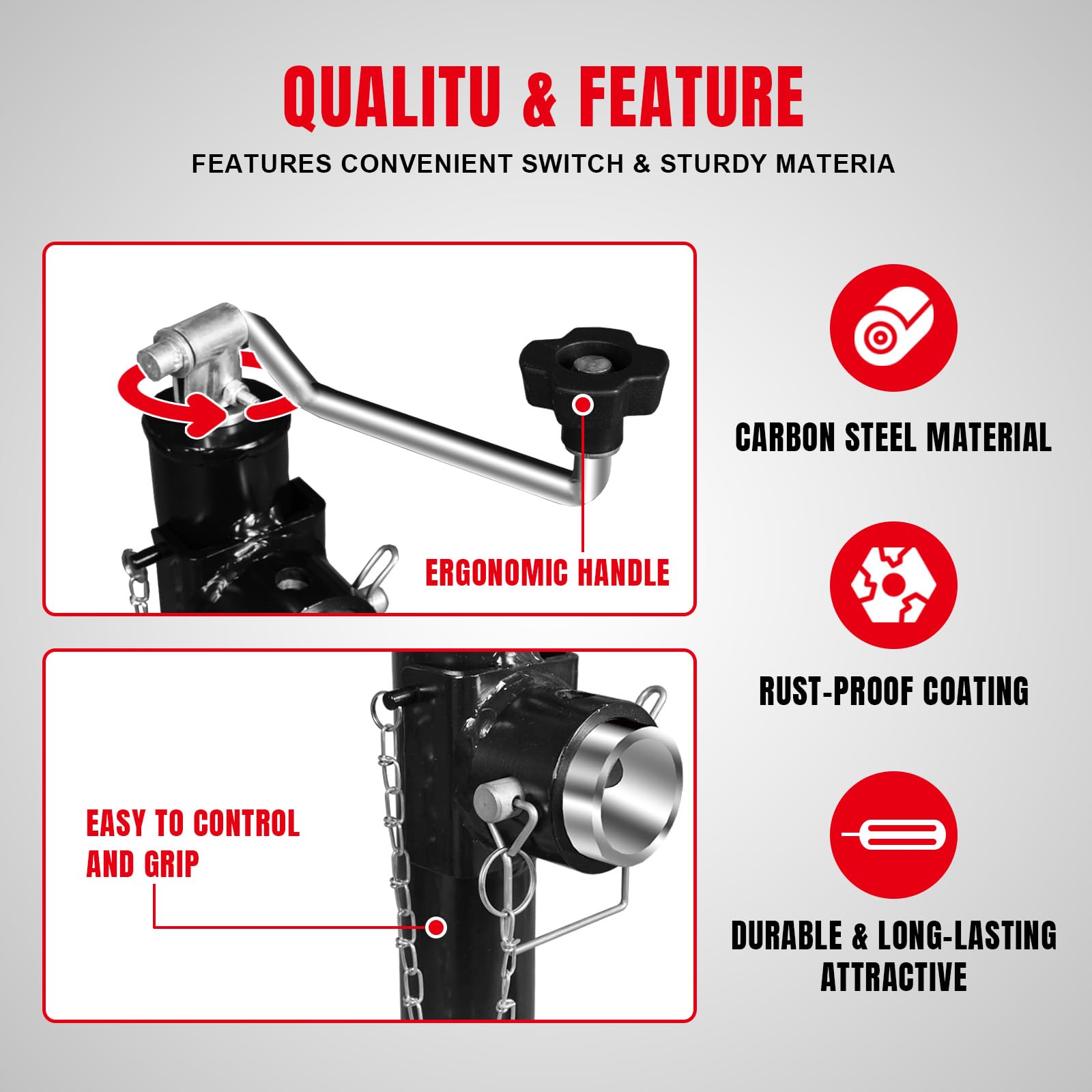 BIG RED 2000 LBs Capacity Weld on Pipe Mount Swivel Trailer Jack, ATR39003R