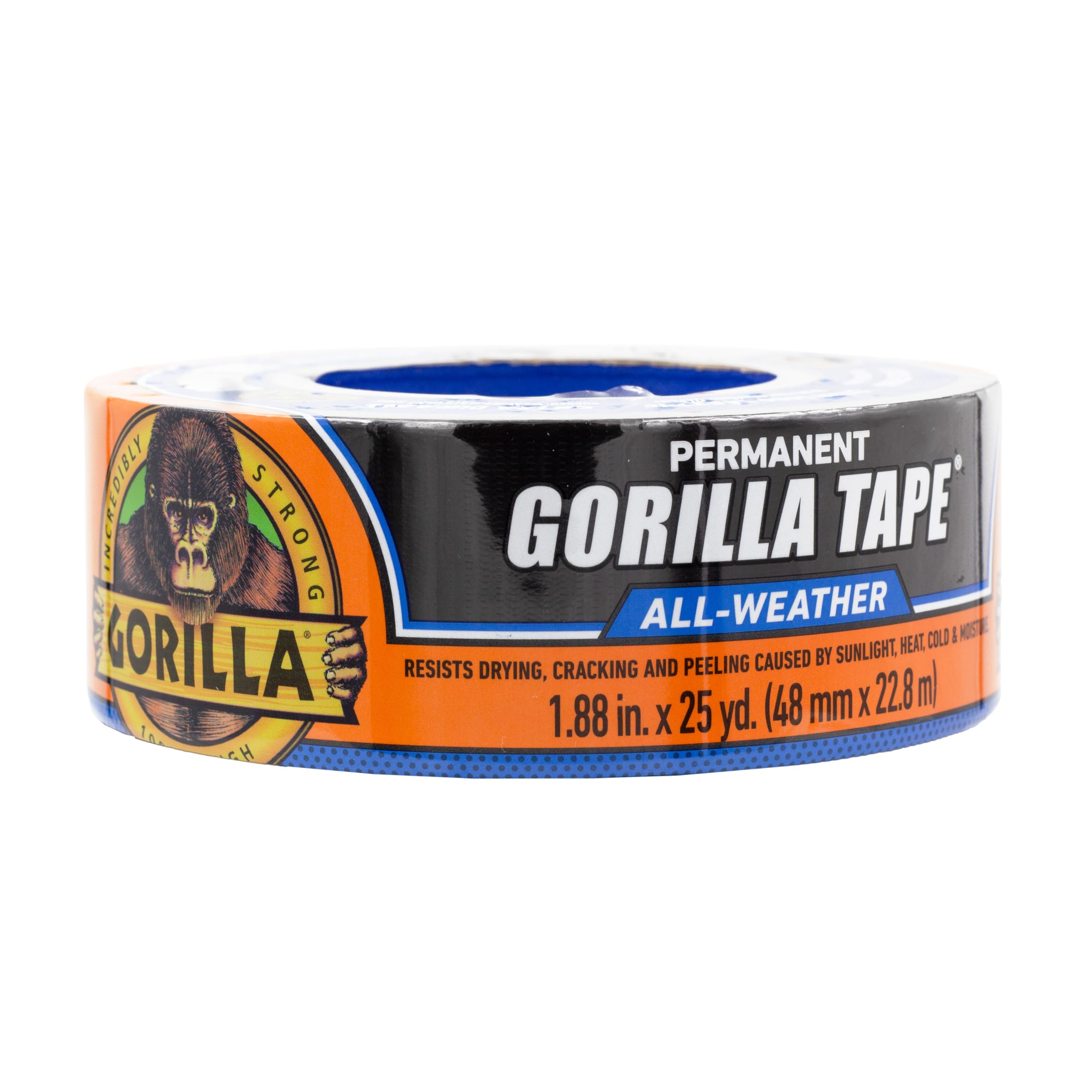 Gorilla All Weather Panzerband, Schwarz, 48 mm x 22,86 m (1 Rolle) – UV- und temperaturbeständiges wasserdichtes Klebeband für Reparaturen im Außenbereich