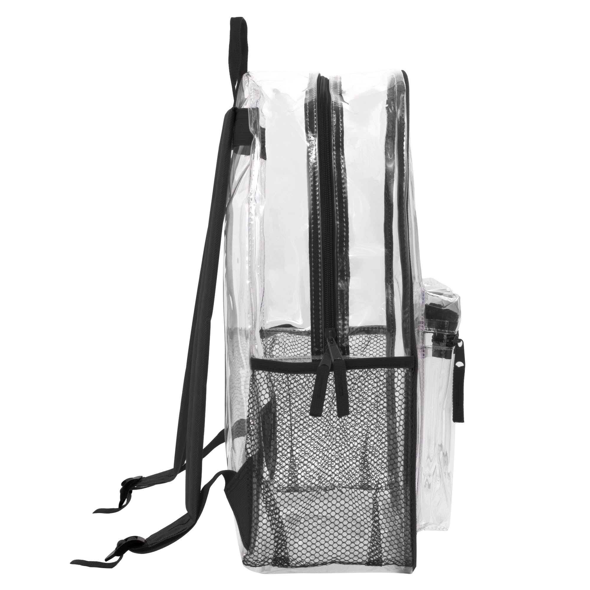 Clear Backpack Heavy Duty Transparent Bookbag for Kids, Boys, Girls, School, Travel, Stadium Approved (Black)