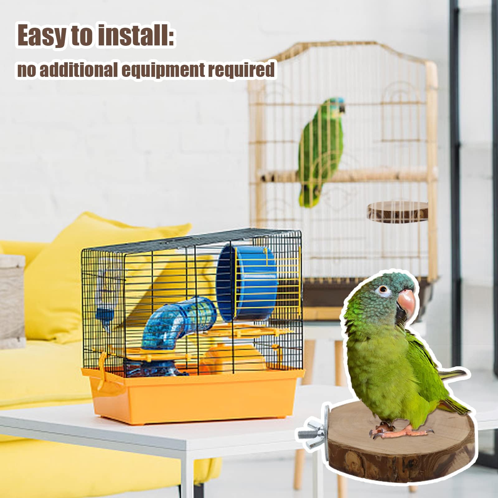 CZWESTC Natural Wood Bird Perches for Cage, Parrot Perch Stand & Platform, Bird Cage Accessories for Parakeets, Cockatiels, Conures, Lovebirds (Brown, Core Perch & Platform - 8PCS)