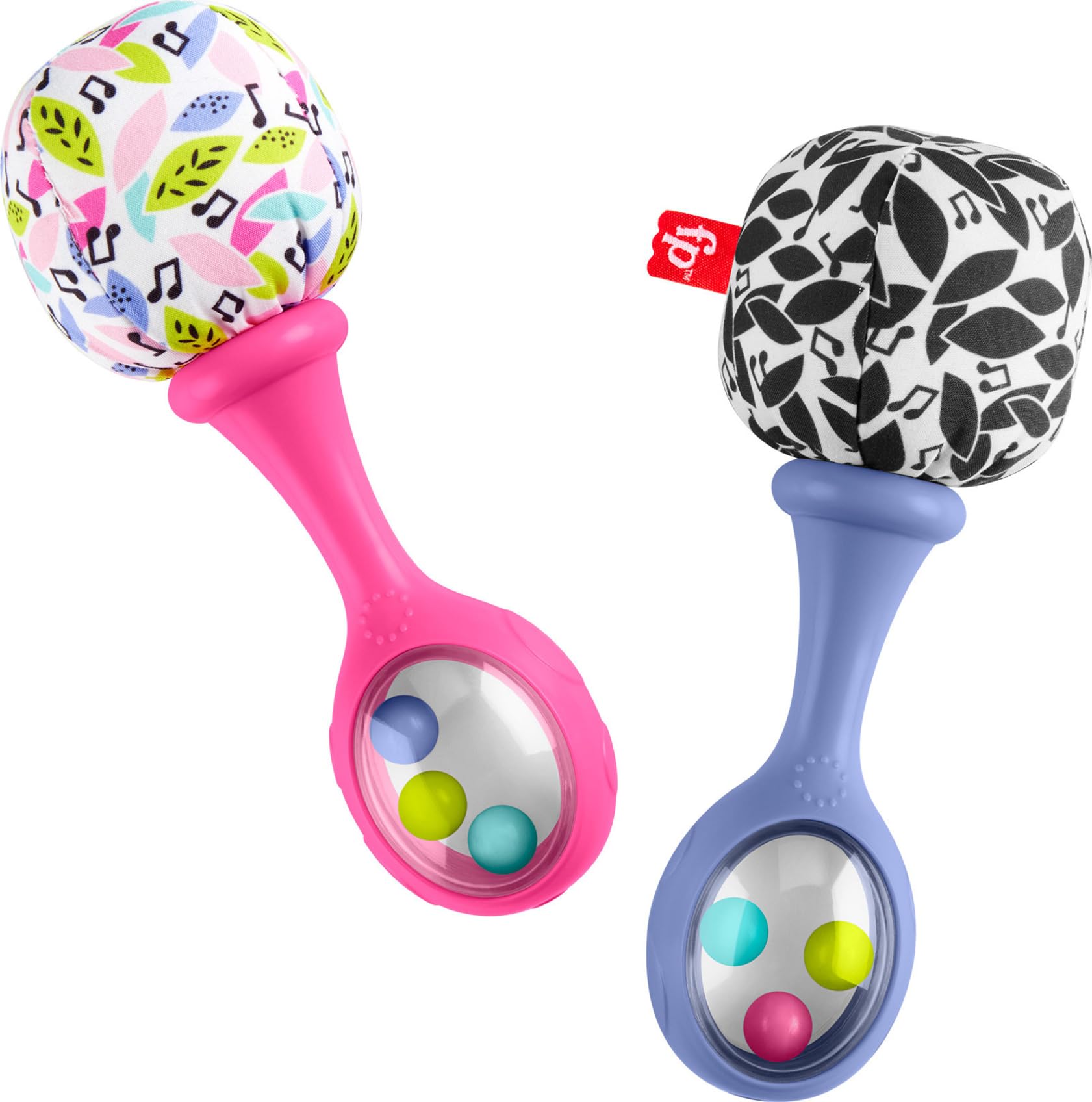 Fisher-Price Neugeborenen-Spielzeug Rasseln & Rock Maracas, 2 weiche Musikinstrumente für die Entwicklung von Babys ab 3 Monaten, Pink & Lila