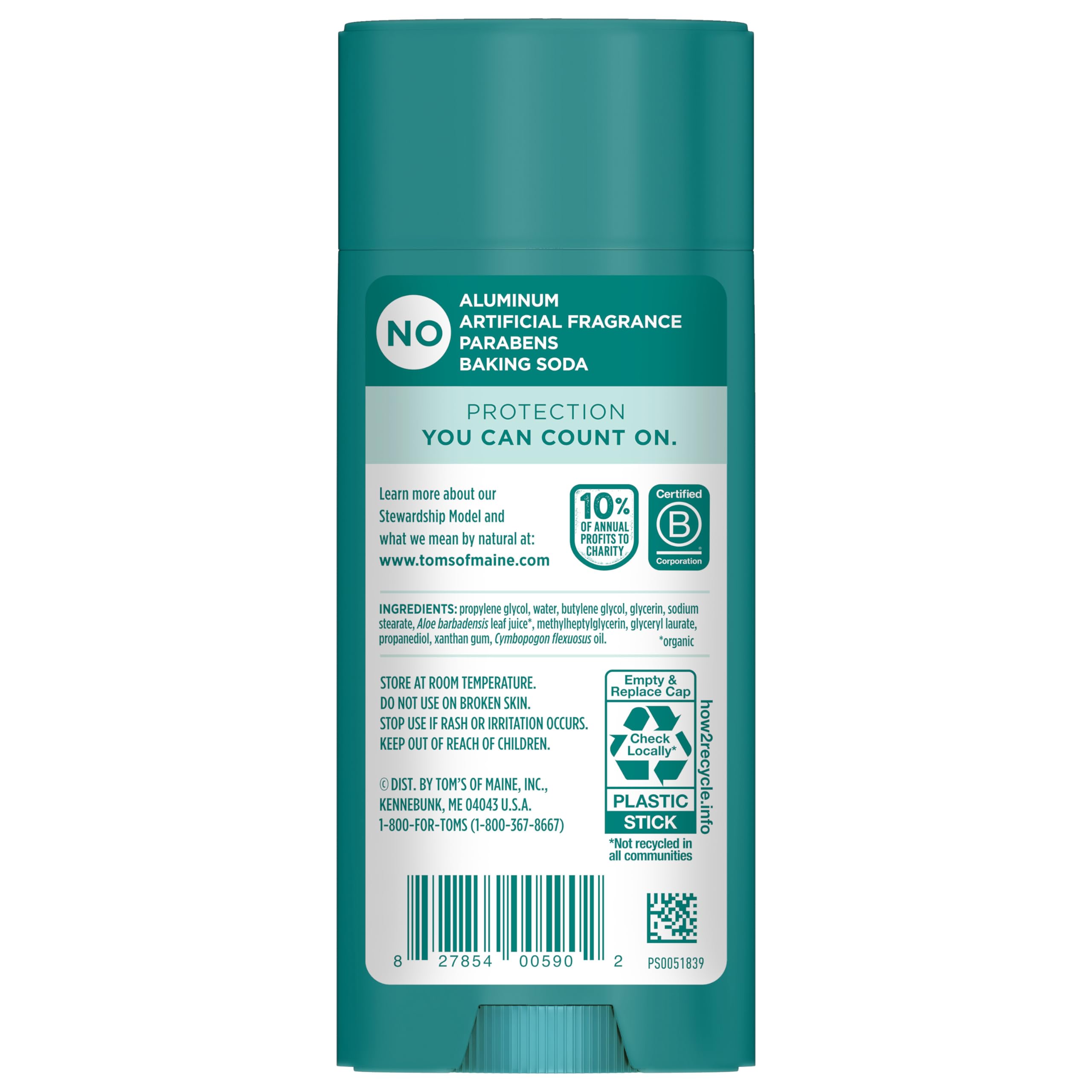 Tom’s of Maine Unscented Aluminum Free Natural Deodorant For Women & Men | Goes on Clear | Odor & Wetness Protection | Naturally Derived and Moisture-Locking Ingredients | 3.25 oz (2 Pack)