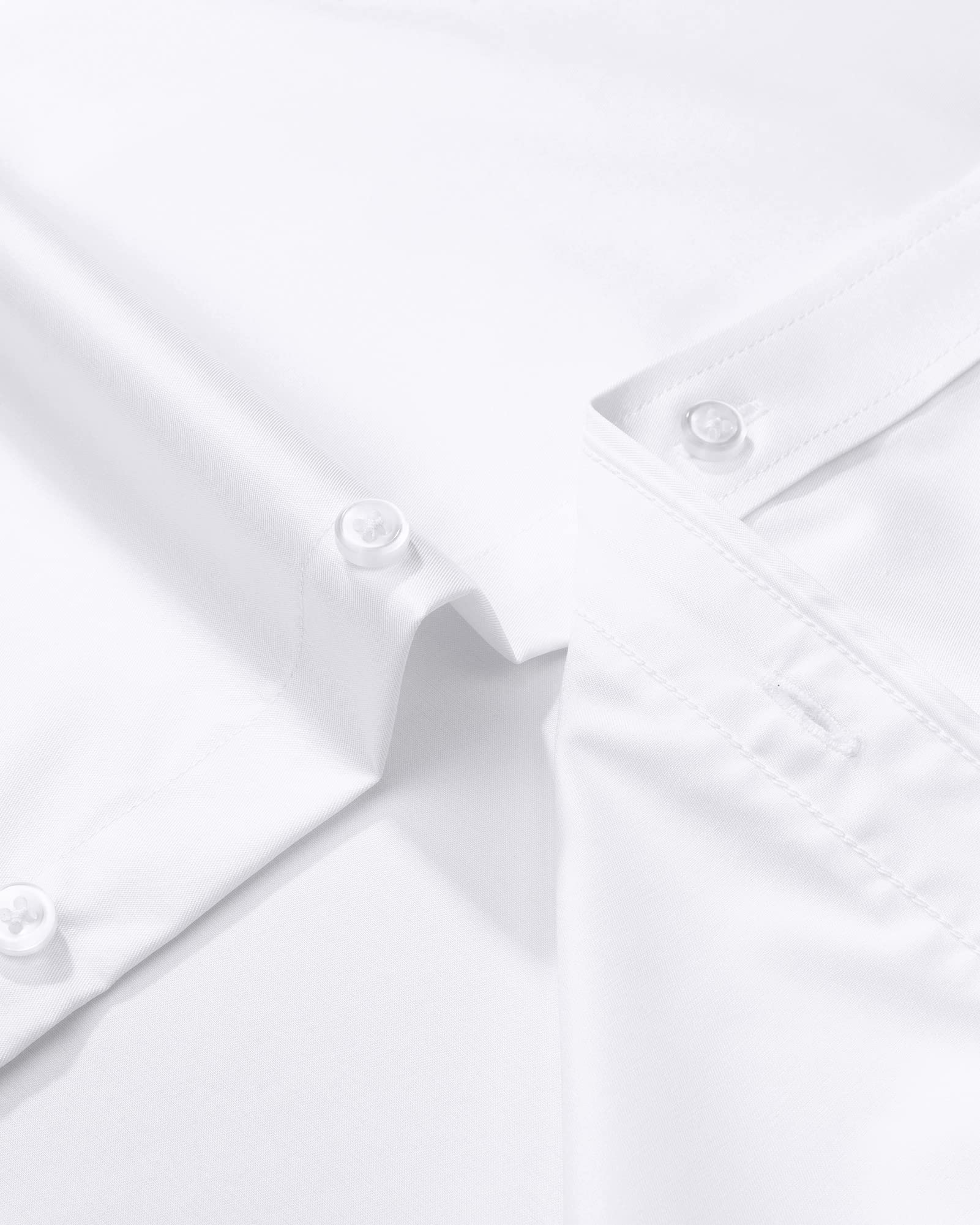 J.VER Men's Dress Shirts Solid Long Sleeve Stretch Wrinkle-Free Formal Shirt Business Casual Button Down Shirts White Medium