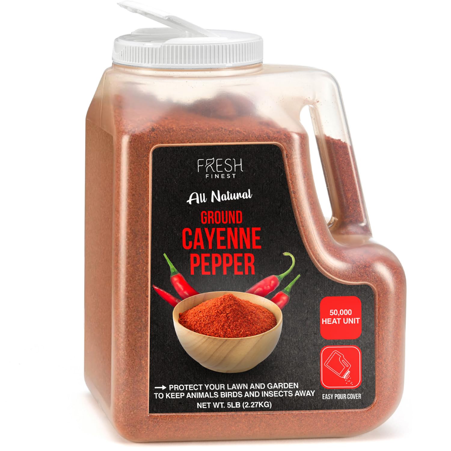 Cayenne Pepper Powder Bulk 5 LB all Natural Red Pepper Spice 50,000 SHU Heat, Commercial and Home Cooking