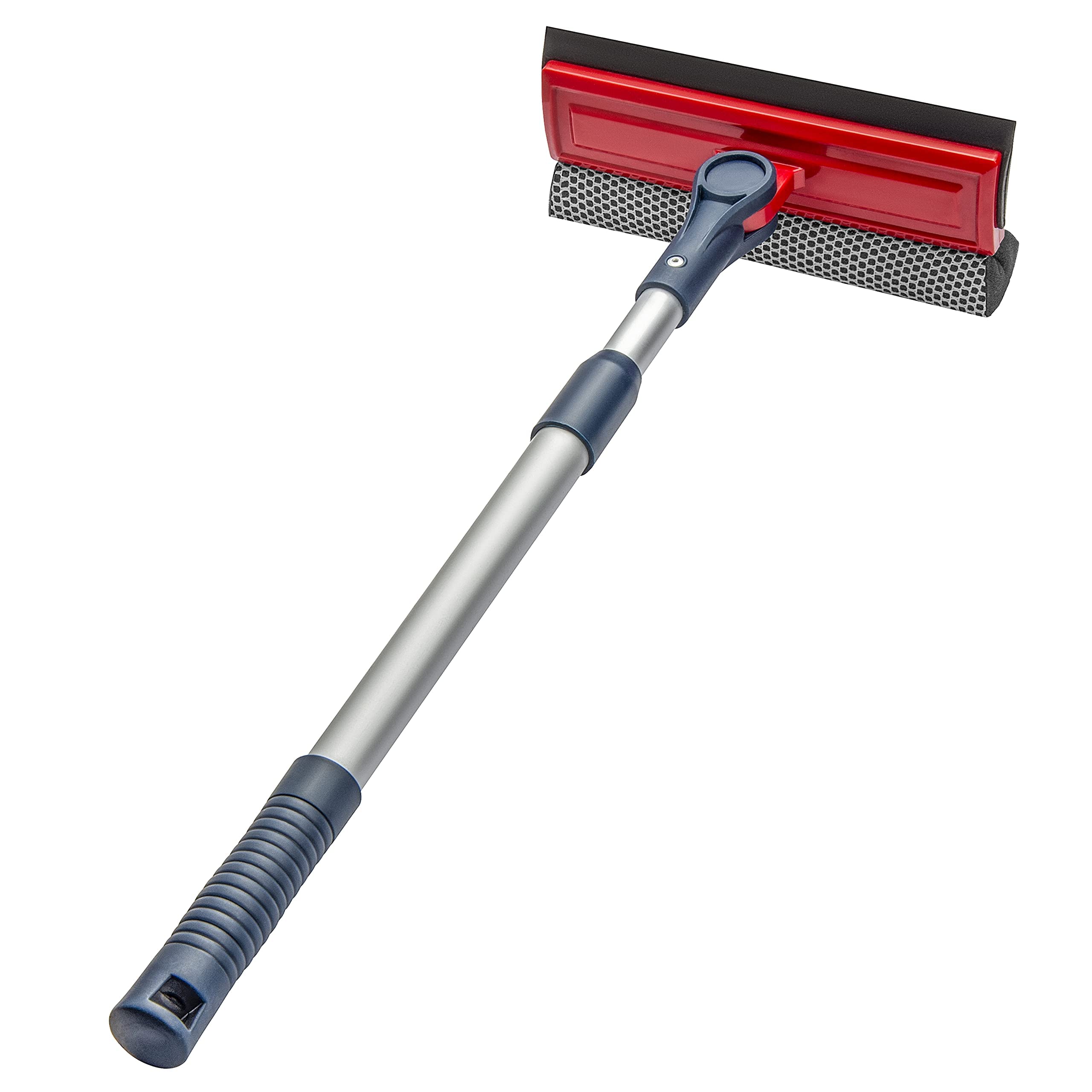 DSV Standard Professional Fensterwischer | 2-in-1 Fensterreiniger mit Schwamm und weicher Gummilippe mit Teleskopstange 50cm-76cm | Einstellbar für die Reinigung aus mehreren Winkeln