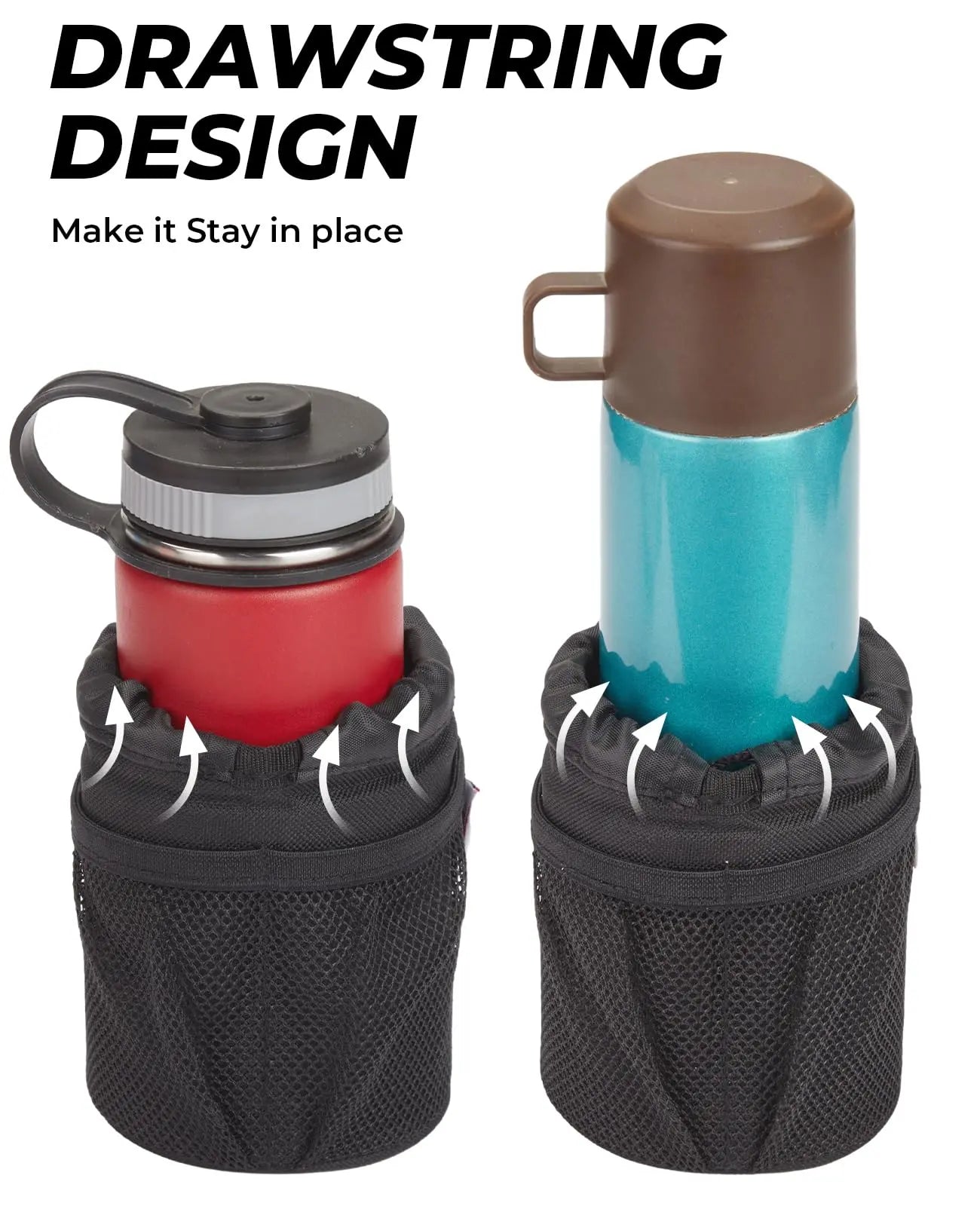 KEMIMOTO Motorcycle Cup Holder, Oxford Fabric Motorcycle Drink Holder with 0.6"-1.5" Alligator Clamp, Universal Water Bottle Cup Accessories for Bike, ATV/UTV, Scooter, Boat, Walker
