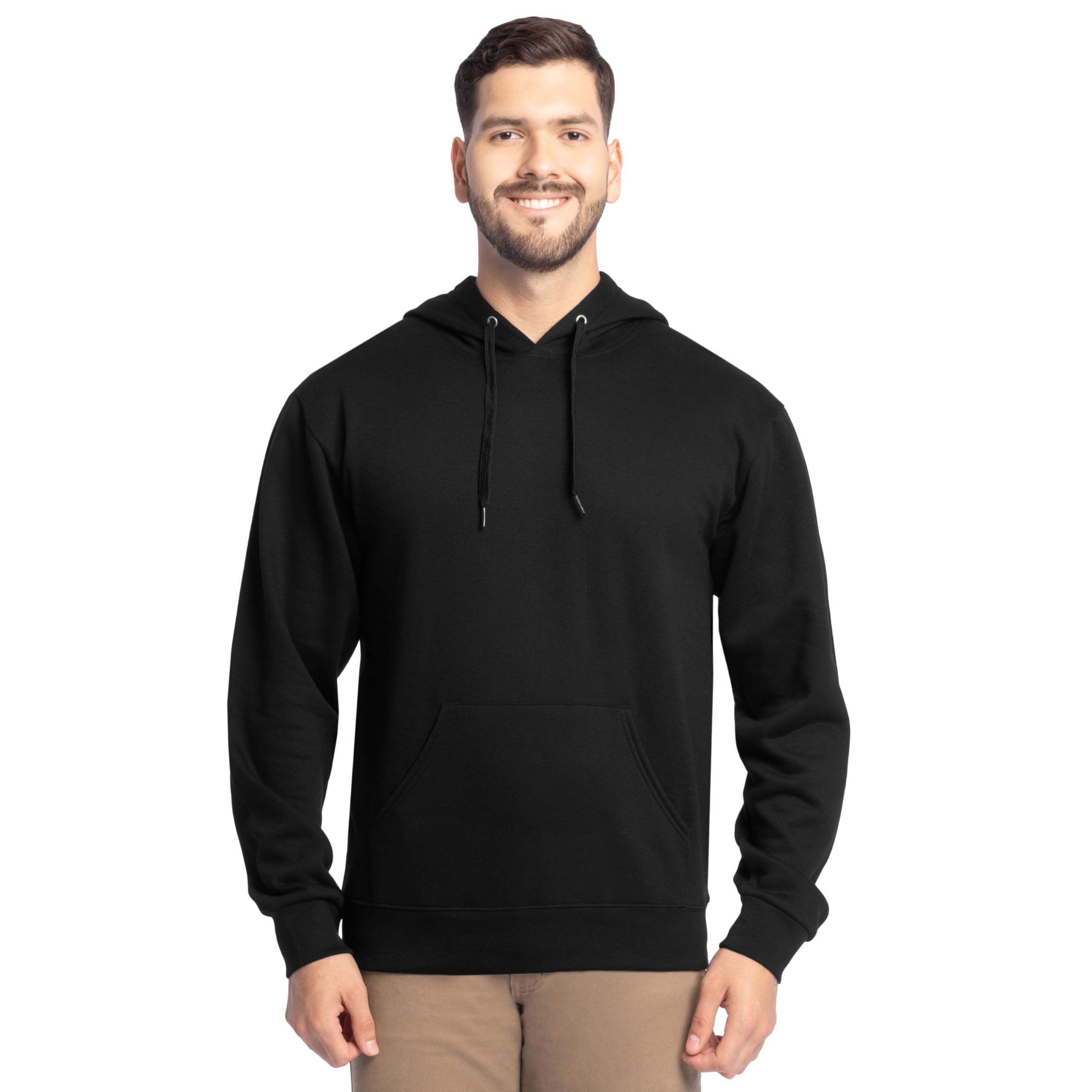 Fruit of the Loom Eversoft Fleece Kapuzen-Sweatshirt, Feuchtigkeitsableitend & Atmungsaktiv, Schwarzer Pullover, X-Large