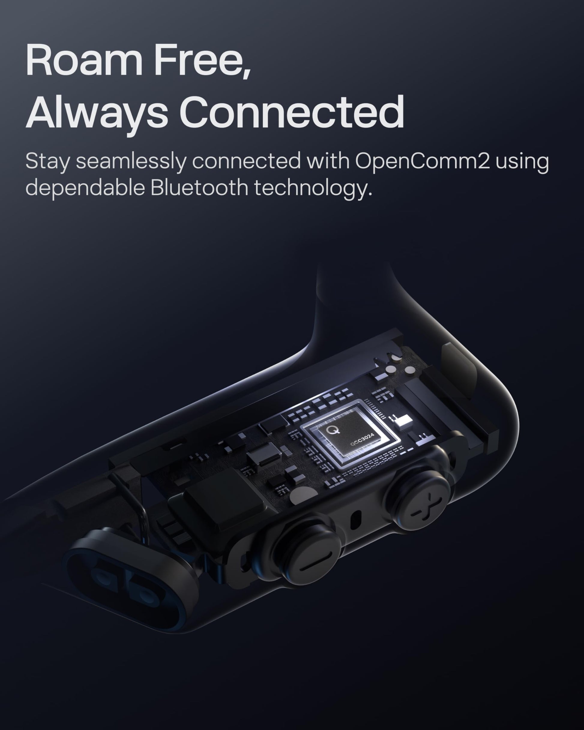OpenComm2 2025 Upgrade - Open-Ear Bone Conduction Headphones, Wireless Bluetooth Headset with Noise Canceling Mic & Mute Button for Work Calls and Meetings, 16 Hour Talk Time for Mobile & PC - C120