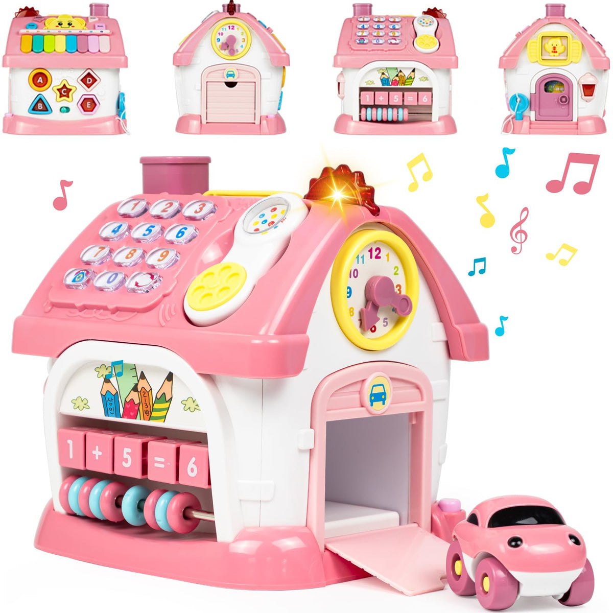 Marstone Kleinkindspielzeug für 1-jährige Mädchen als Geschenke: Erste 1. Geburtstagsgeschenke für Mädchen und Jungen, 8-in-1 Musik-Lernhaus Babyspielzeug 6-12 12-18 Monate, Pädagogisches Kleinkindspielzeug für Alter 0-2